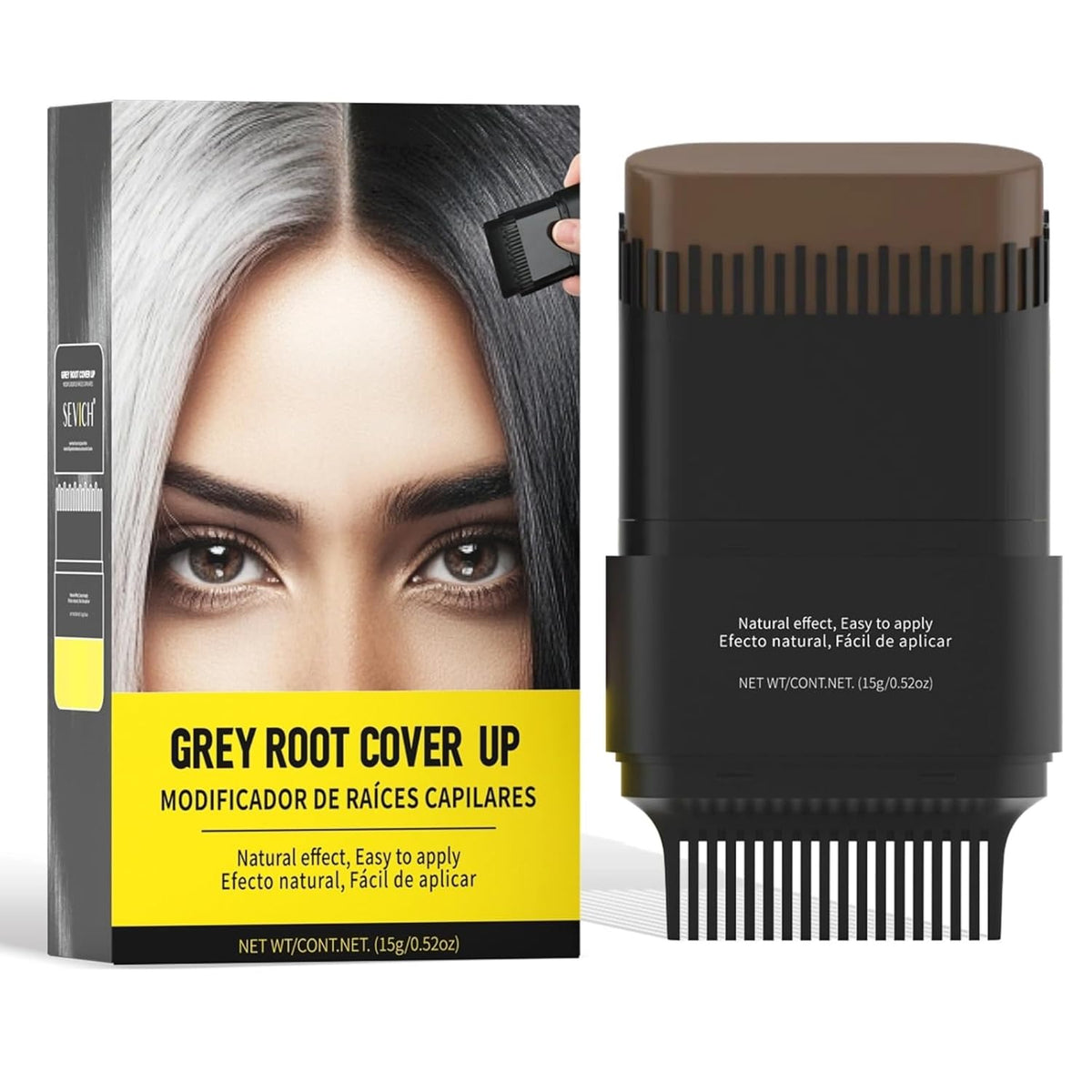 Gowwim Hair Dye Comb, Instant Portable Gray Hair Cover up Hair Dye Stick 2-in-1 Hair Color Stick