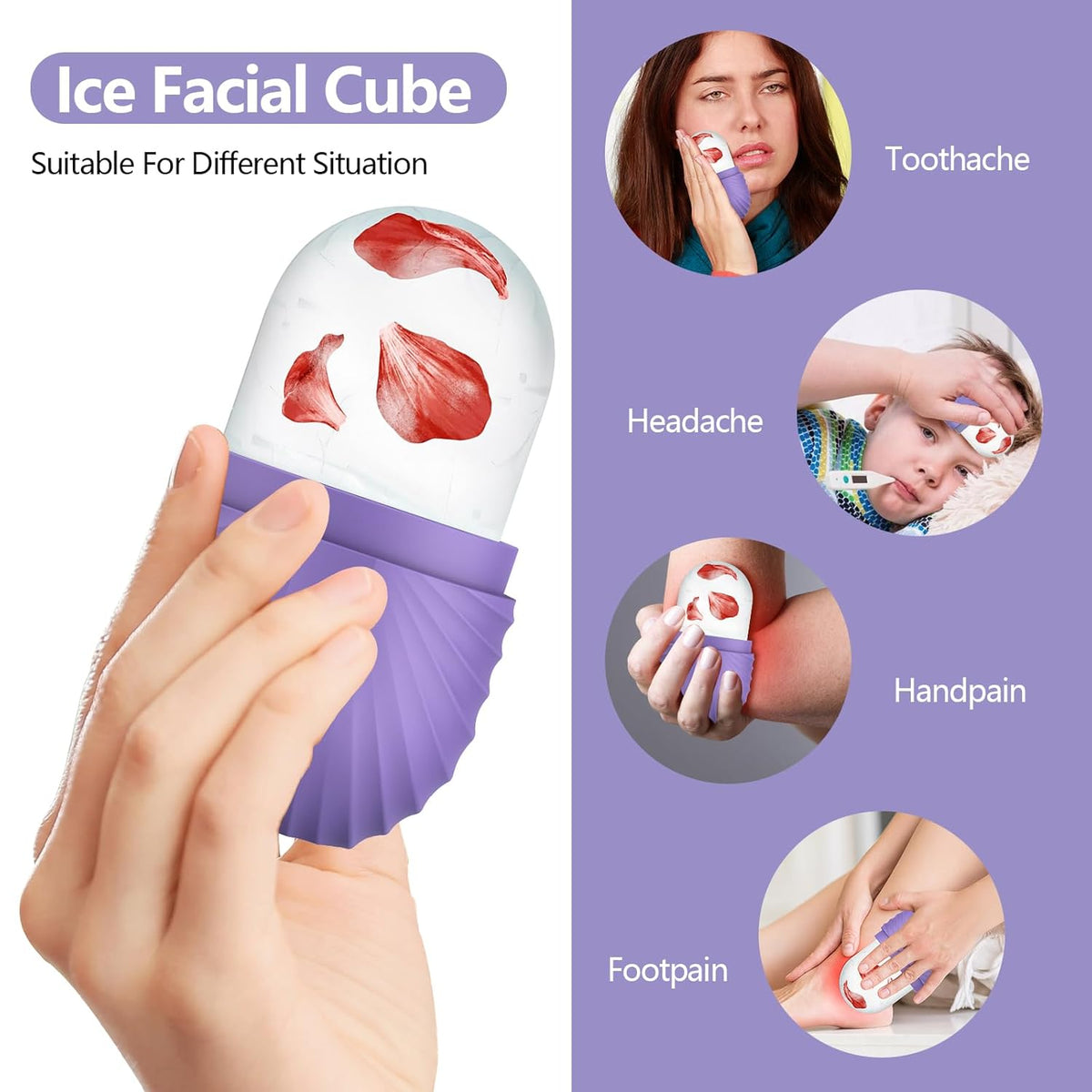 Ice Roller for Face and Eye, Silicone Ice Facial Roller Ice Holder, Face Ice Mold Skin Care, Face