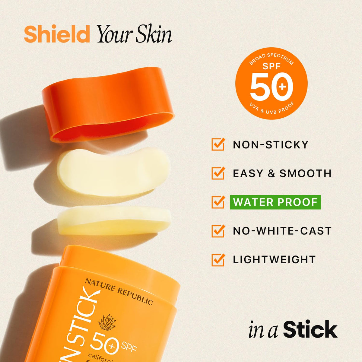 Nature Republic California Aloe Fresh Powdery Sun Stick Broad Spectrum SPF50+ | Korean Sunscreen