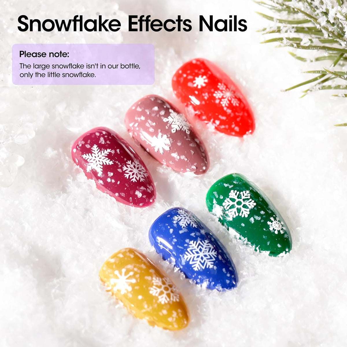 GELLEN Glitter Gel Top Coat, Snowflake Top Coat Nail Polish, Soak off Clear Glossy No Wipe Gel with