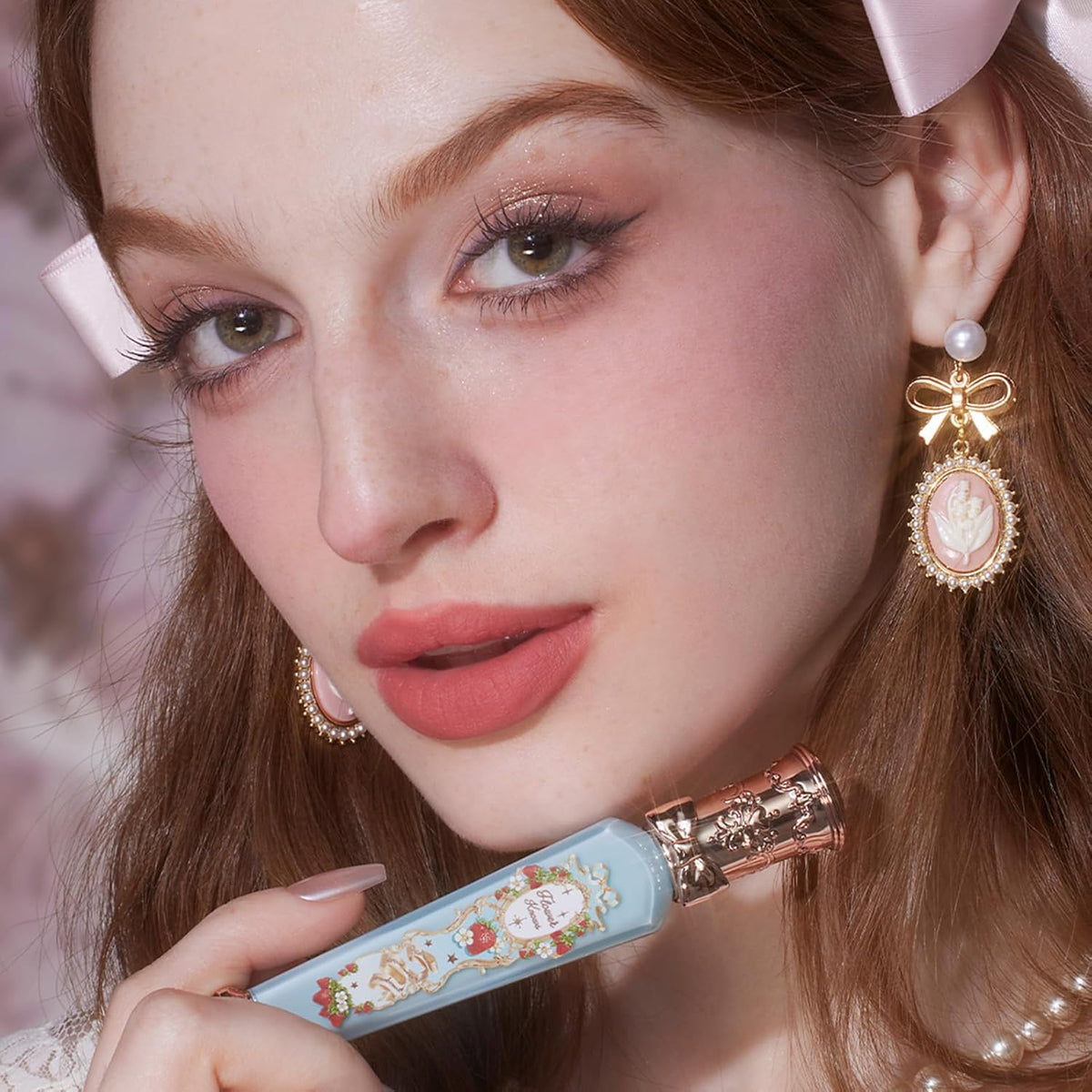 Flower Knows Strawberry Rococo Cloud Lip Cream,Velvety Matte Liquid Lipstick,Nude Lipstick,Long
