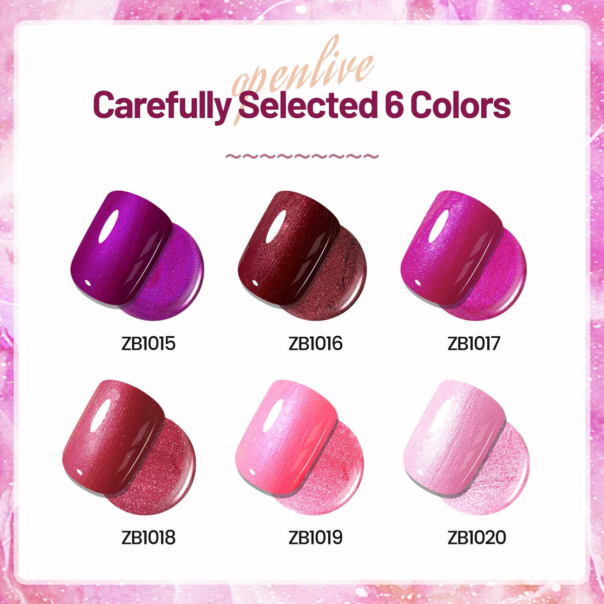 10ml 6 Colors Red Glitter Nail Polish Set Glitter Rose Red Pink Deep Purple Series Nail Polish