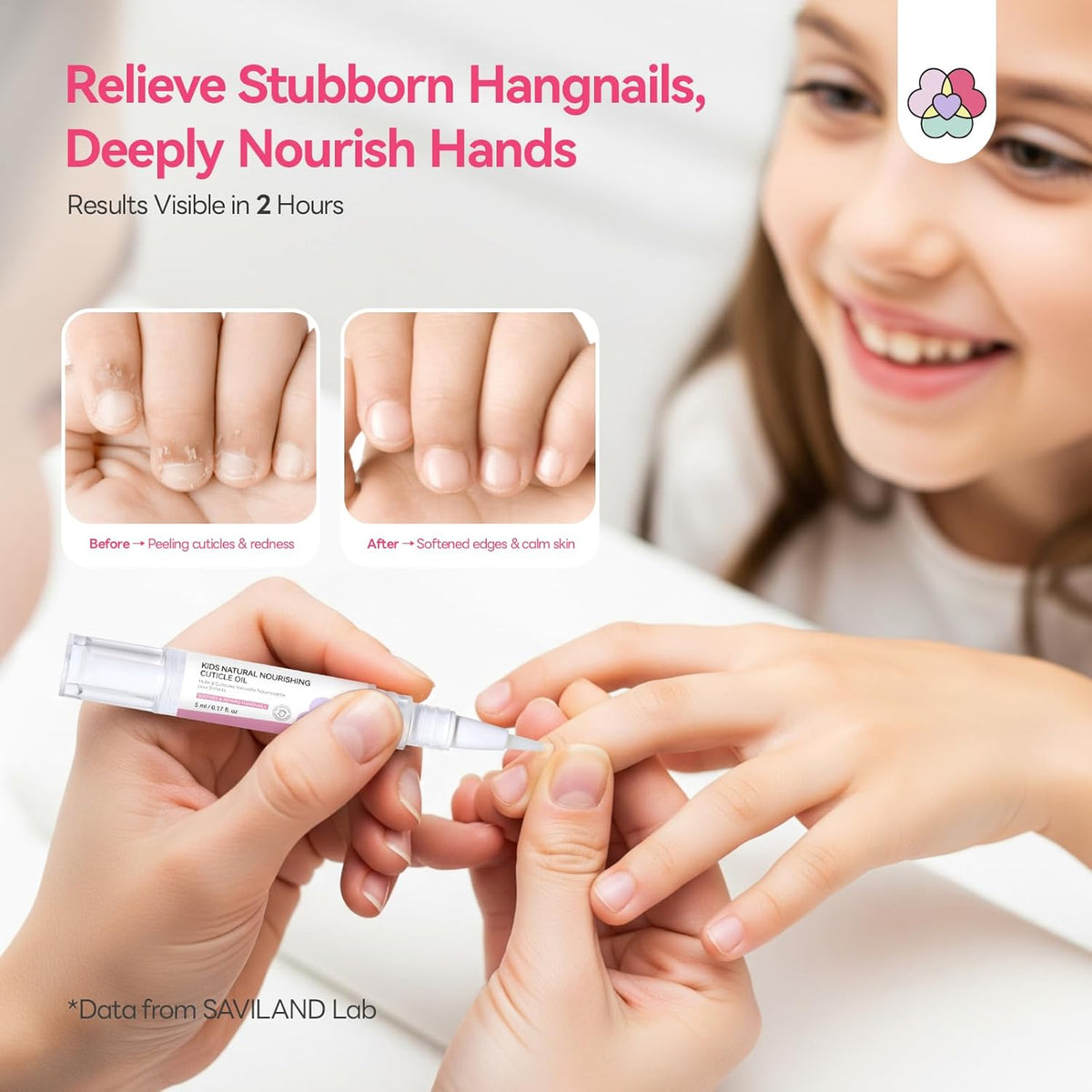 SAVILAND Cuticle Oil Pen for Kids: Plant-Based Nail Oil Pen 8-Hour Long-Lasting Nourishment 2-Hour