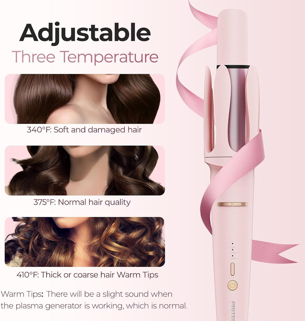 Automatic Curling Iron 1 1/4 Inch, Rotating Ionic Hair Curler Wand with 3 Temperatures, Anti-Scald