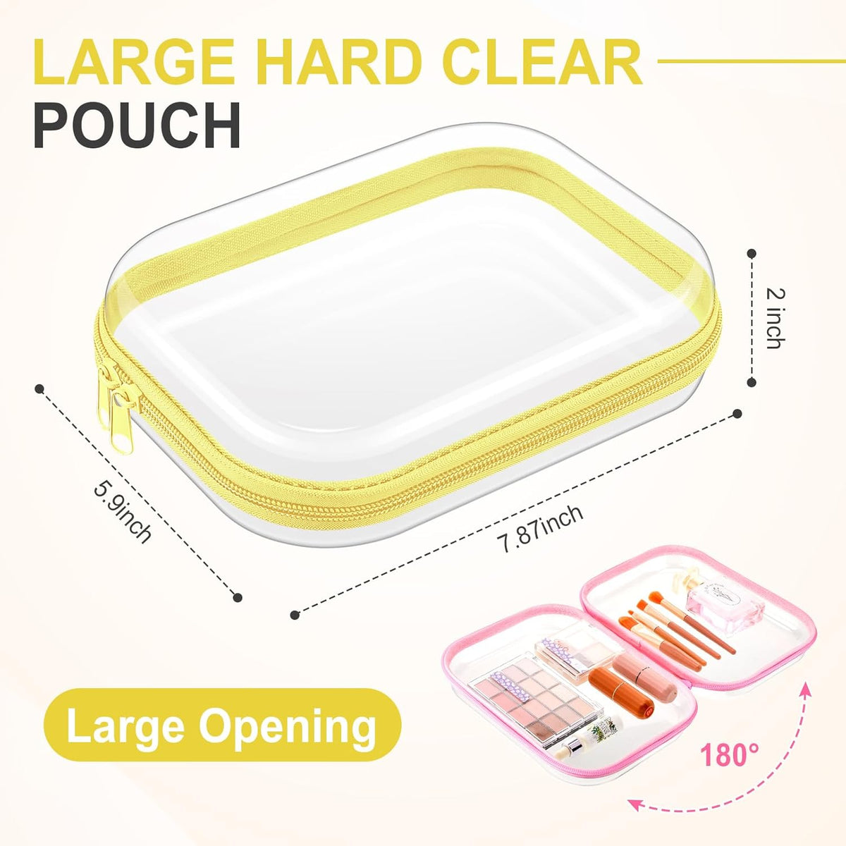 Sanwuta 6 Pcs Clear Hard Zipper Case Pencil Pouches Hard Plastic Zipper Pouches Makeup Bag