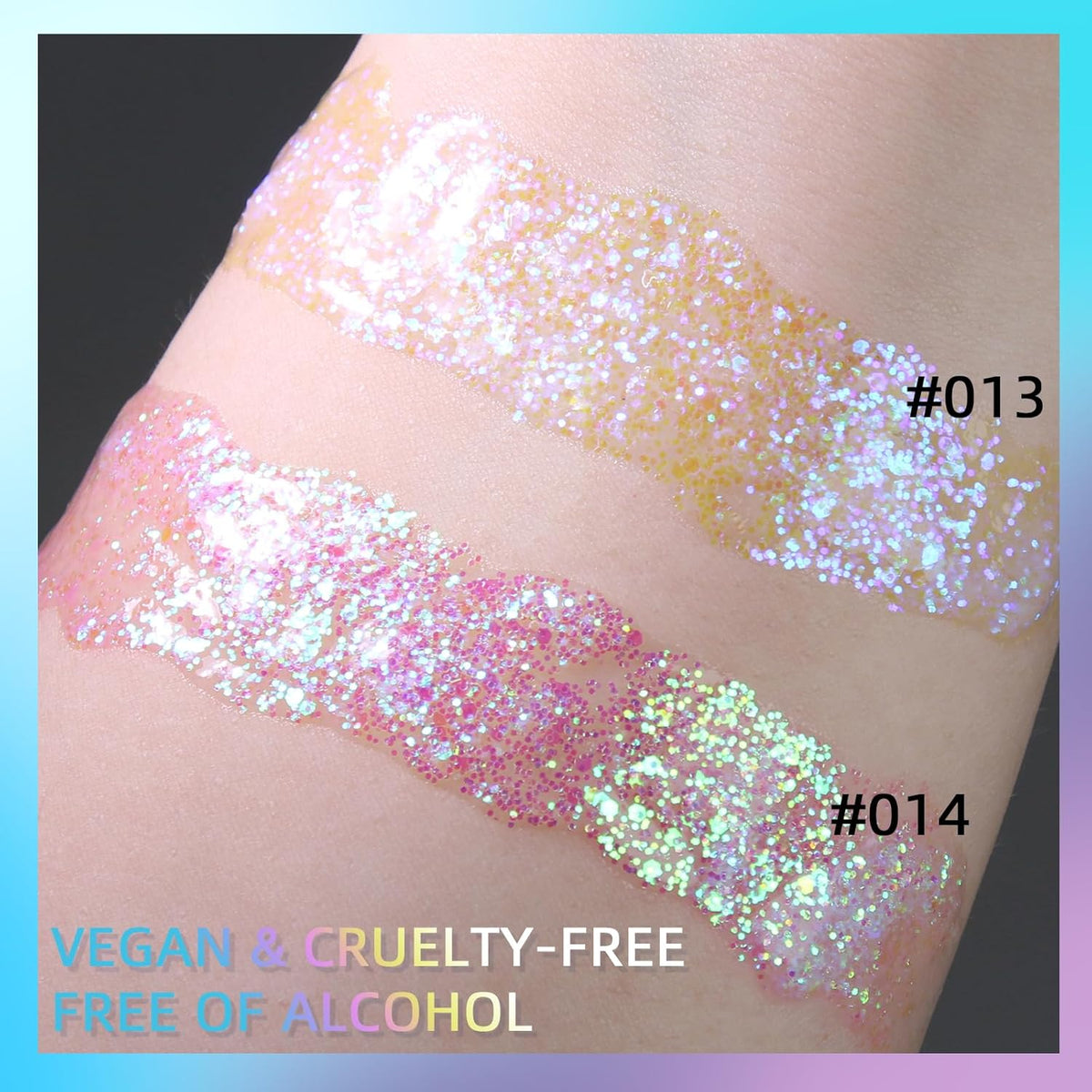 DAGEDA Body Glitter Gel, Holographic Face Glitters Body Gel Shimmer Liquid Eyeshadow, Color