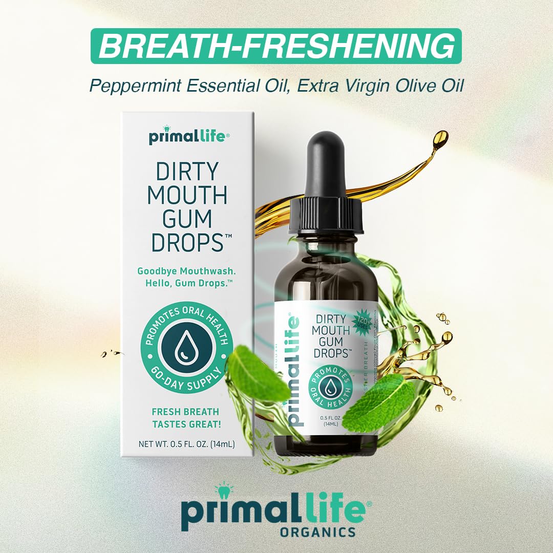 Primal Life Organics - Dirty Mouth Gum Serum, Natural Essential Oils, Promotes Good Breath, Gentle