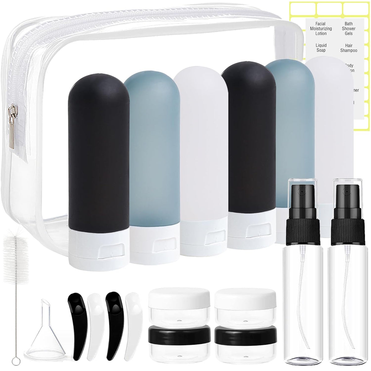 20 Pack Travel Bottles Set for Toiletries TSA Approved Leak Proof Travel Size Containers Kit