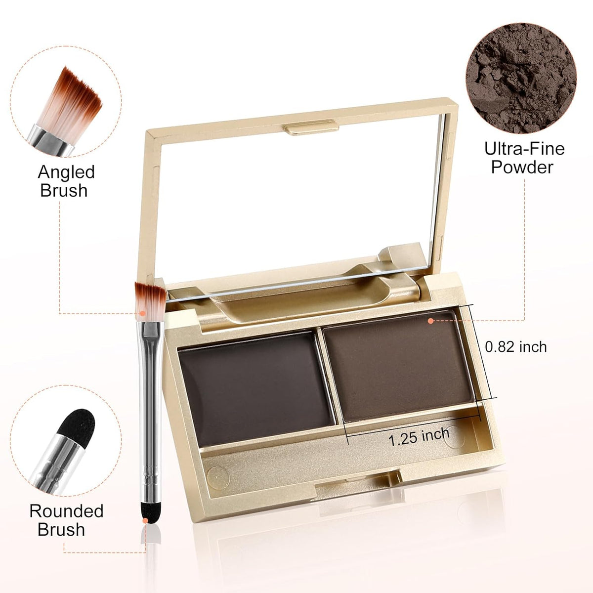Boobeen Eyebrow Powder Kit, 2-color Waterproof Eyebrow Palette Makeup to Definer & Filler Brows