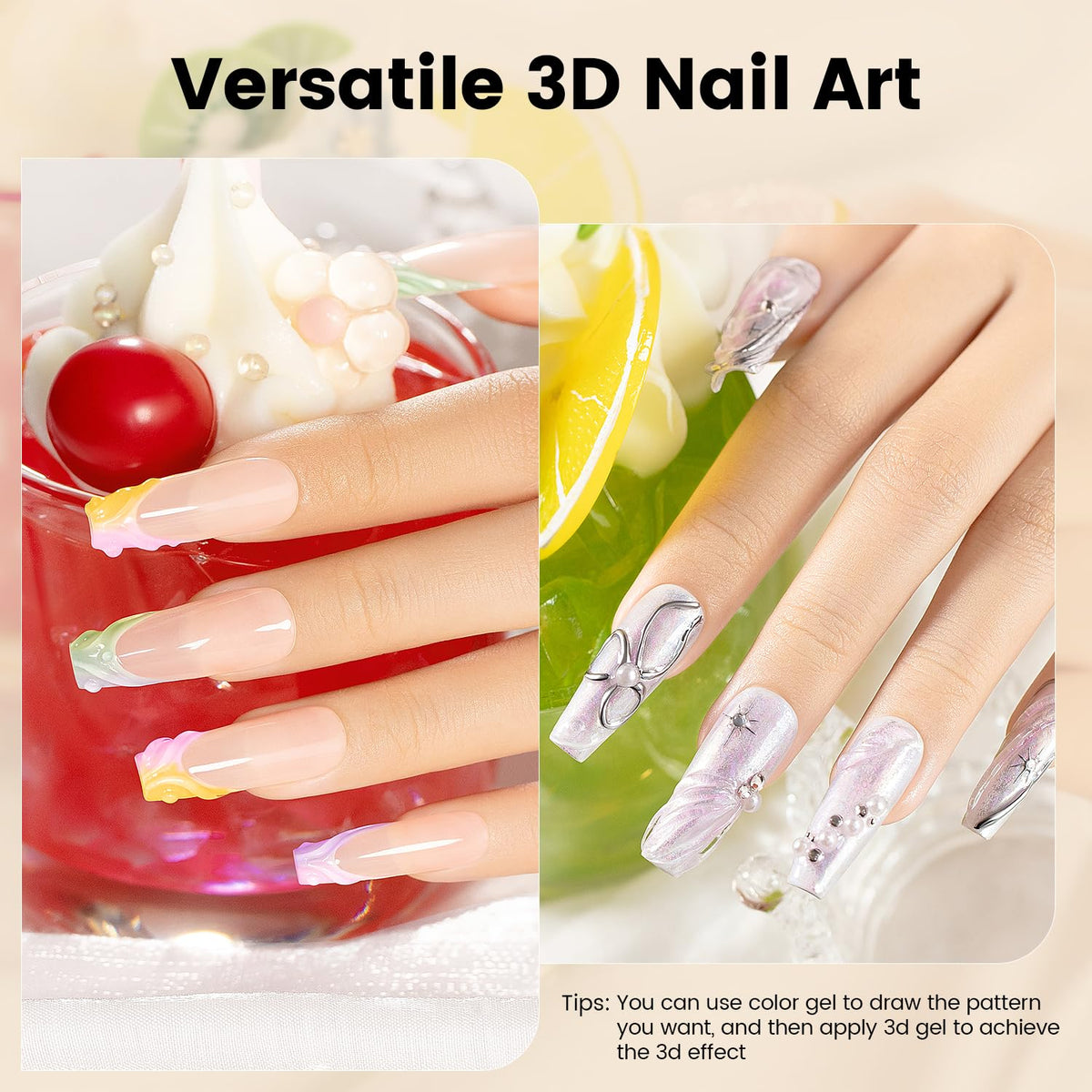 RARJSM 3D Sculpting Gel for Nail Art Designs DIY NailCharms Rhinestone Glue 3D Nail Craving