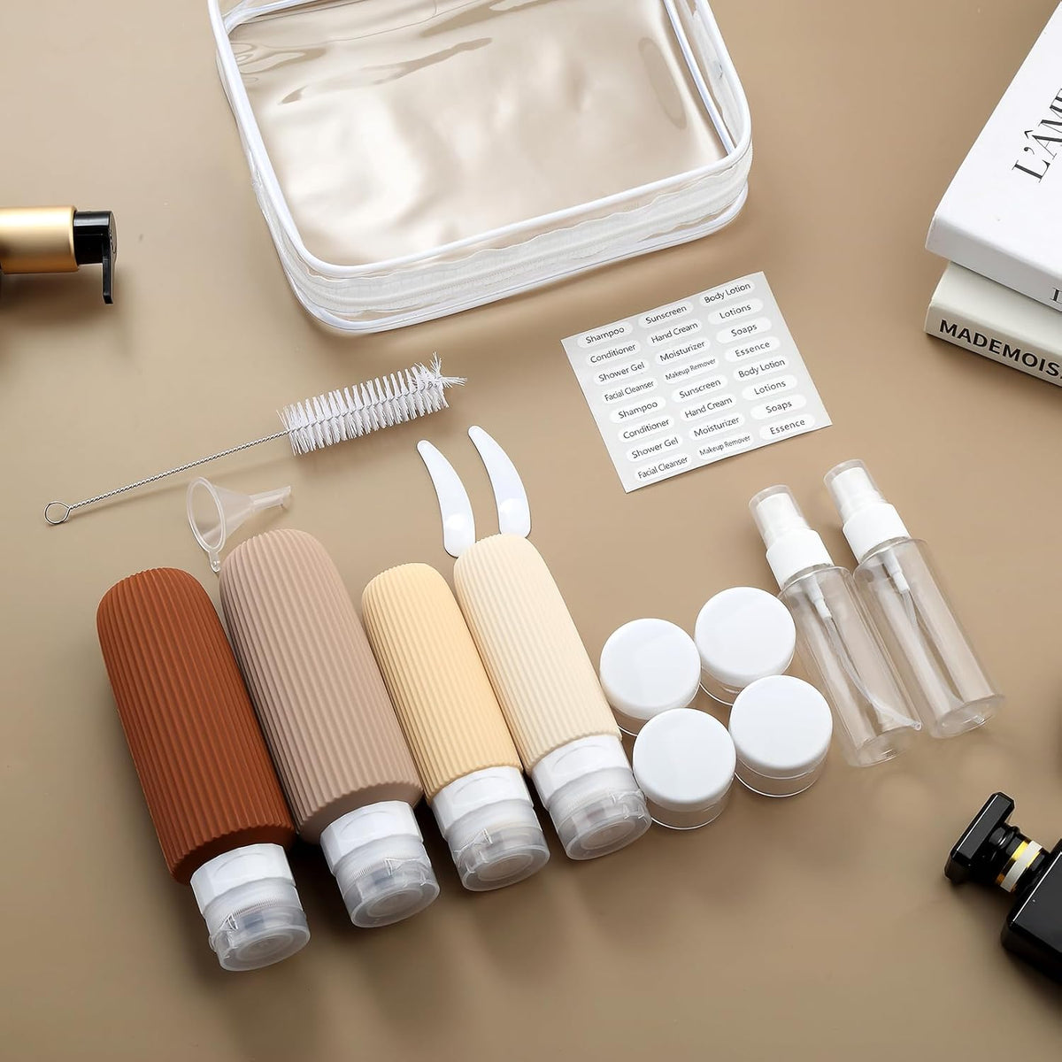16 Pack Travel Bottles for Toiletries, 6oz Silicone, Leak Proof, Reusable, Oval, Perfect for