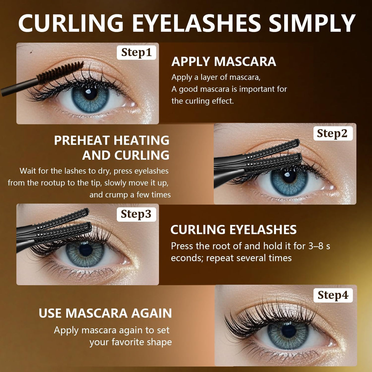 Heated Eyelash Curler, 2-in-1 Clip-Type Design, 3 Temperature Modes, USB Rechargeable Electric lash