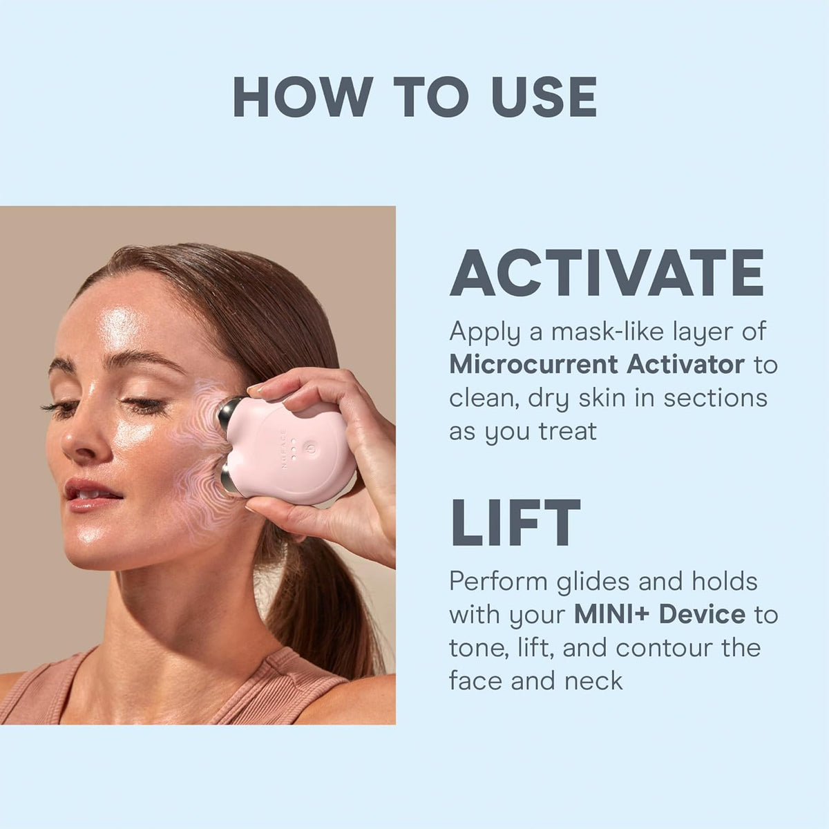 NuFACE MINI+ Microcurrent Facial Device Kit - FDA Cleared Face Sculpting & Skin Tightening Device