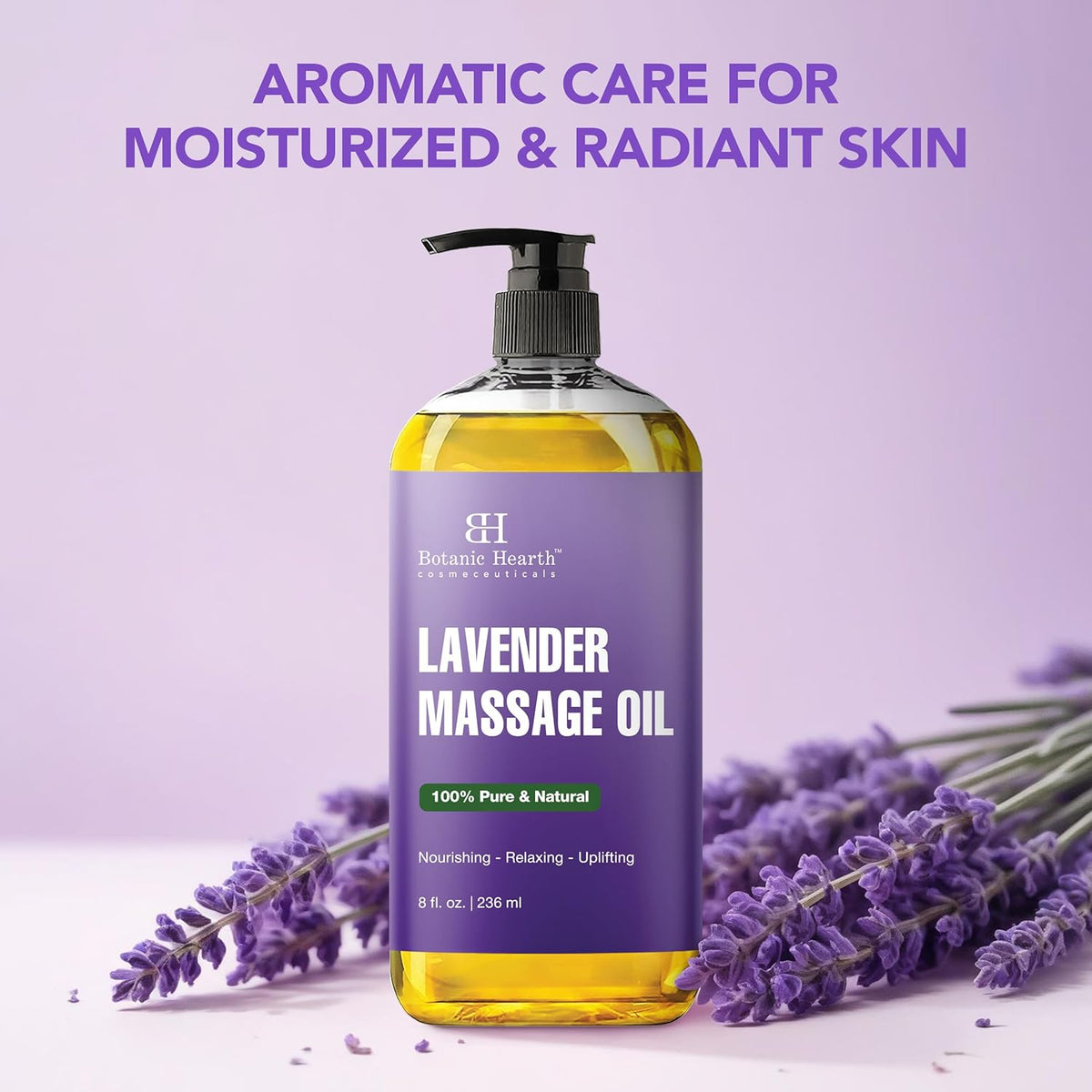Lavender Massage Oil with Pure Lavender Oil (8 Fl Oz) Skin Tightening Massage Oil for Massage