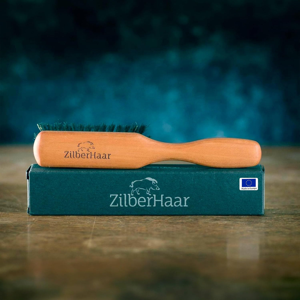 Beard Brush by ZilberHaar - Stiff Boar Bristles for Men's Grooming - Straightens and Promotes