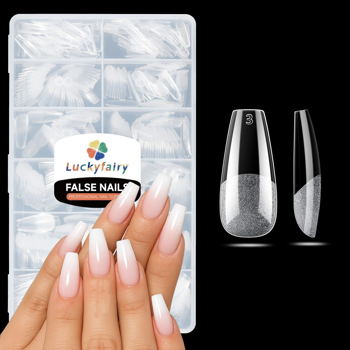 Medium Coffin Gel Nail Tips, 504pcs Soft Gel Pre-Shaped Acrylic Fake Nails, Half Matte Full Cover
