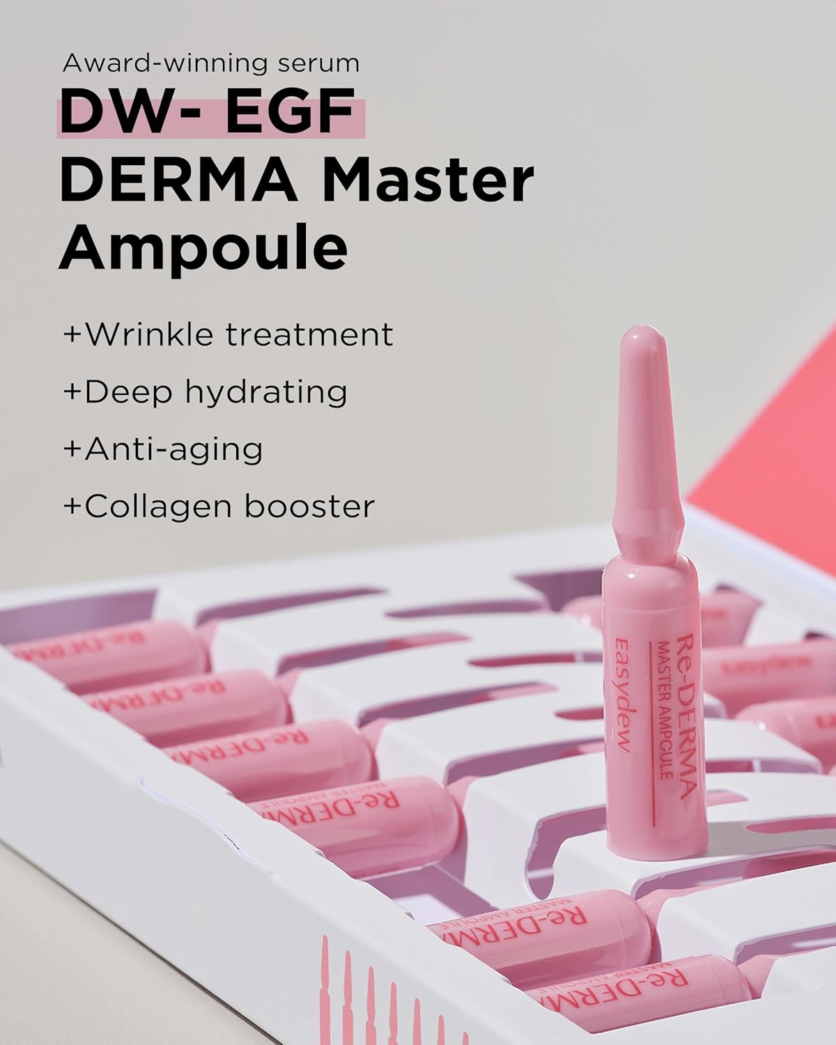 EASYDEW DW-EGF Peptide Re-DERMA Master Ampoule - Korean Anti-Aging Skincare Facial Serum - Firming