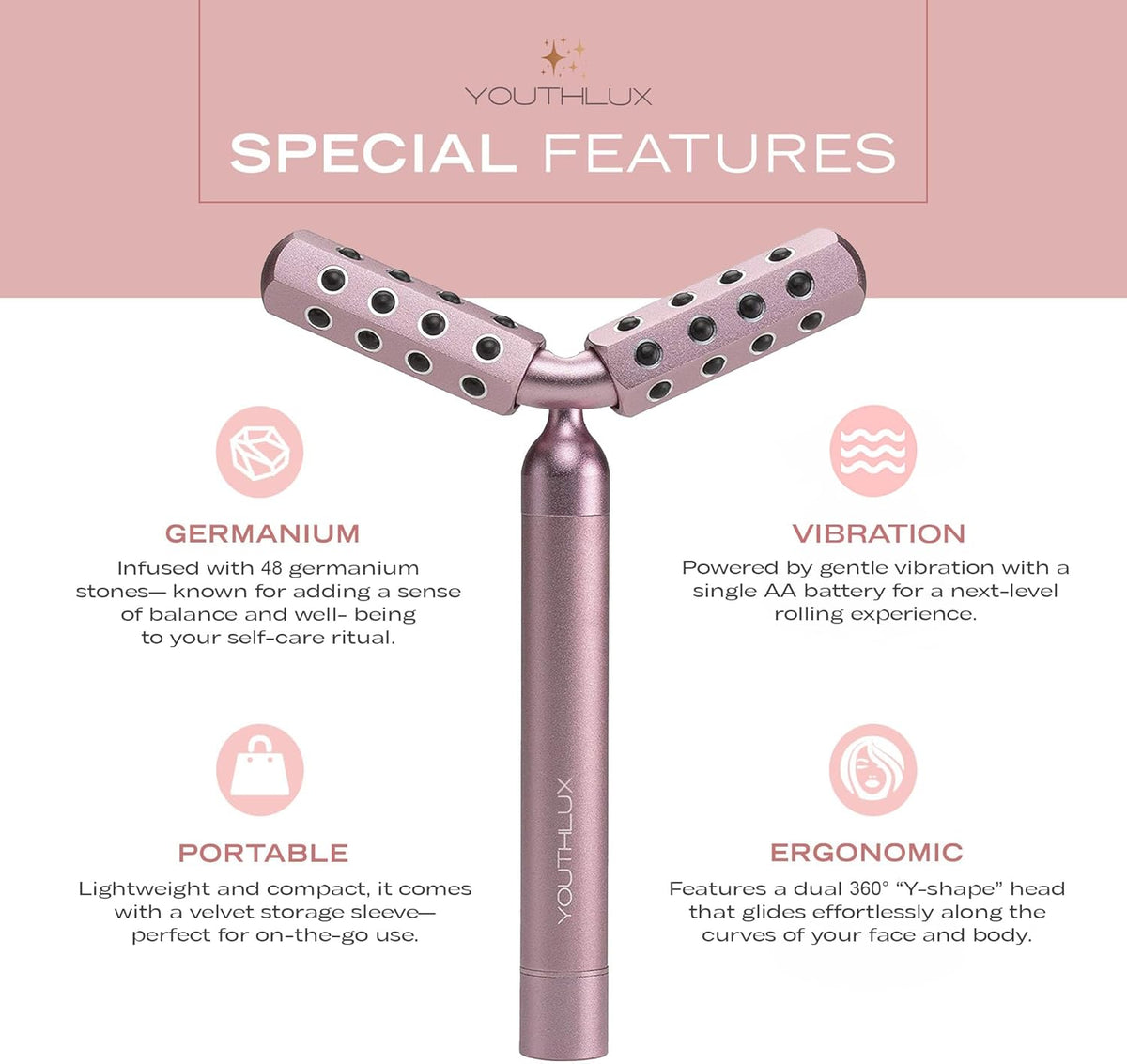 Revolution Roller - Germanium Stone Uplifting Face/Body Beauty Massage Tool/Roller/Wand for Skin