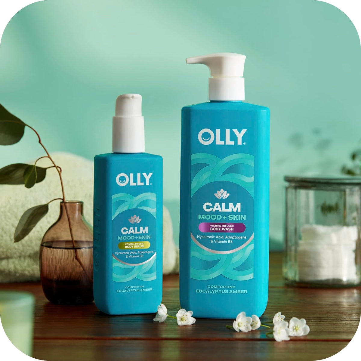 OLLY Calm Body Wash with Hyaluronic Acid, Adaptogens & Vitamin B3– Nourishing Cleanser for Skin