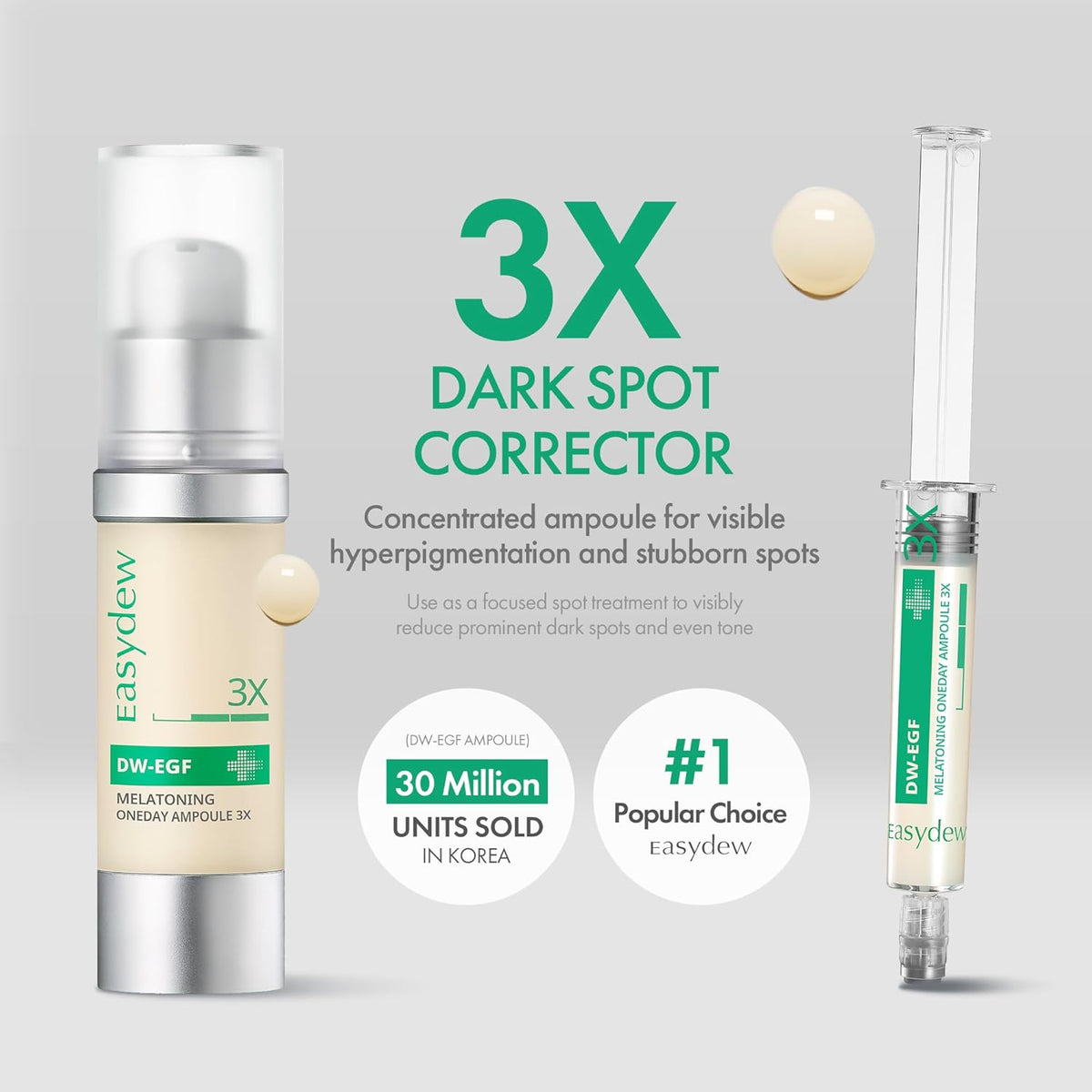 Easydew DW-EGF Melatoning Ampoule 3X - Hydrating Dark Spot Serum with Niacinamide & Glutathione for