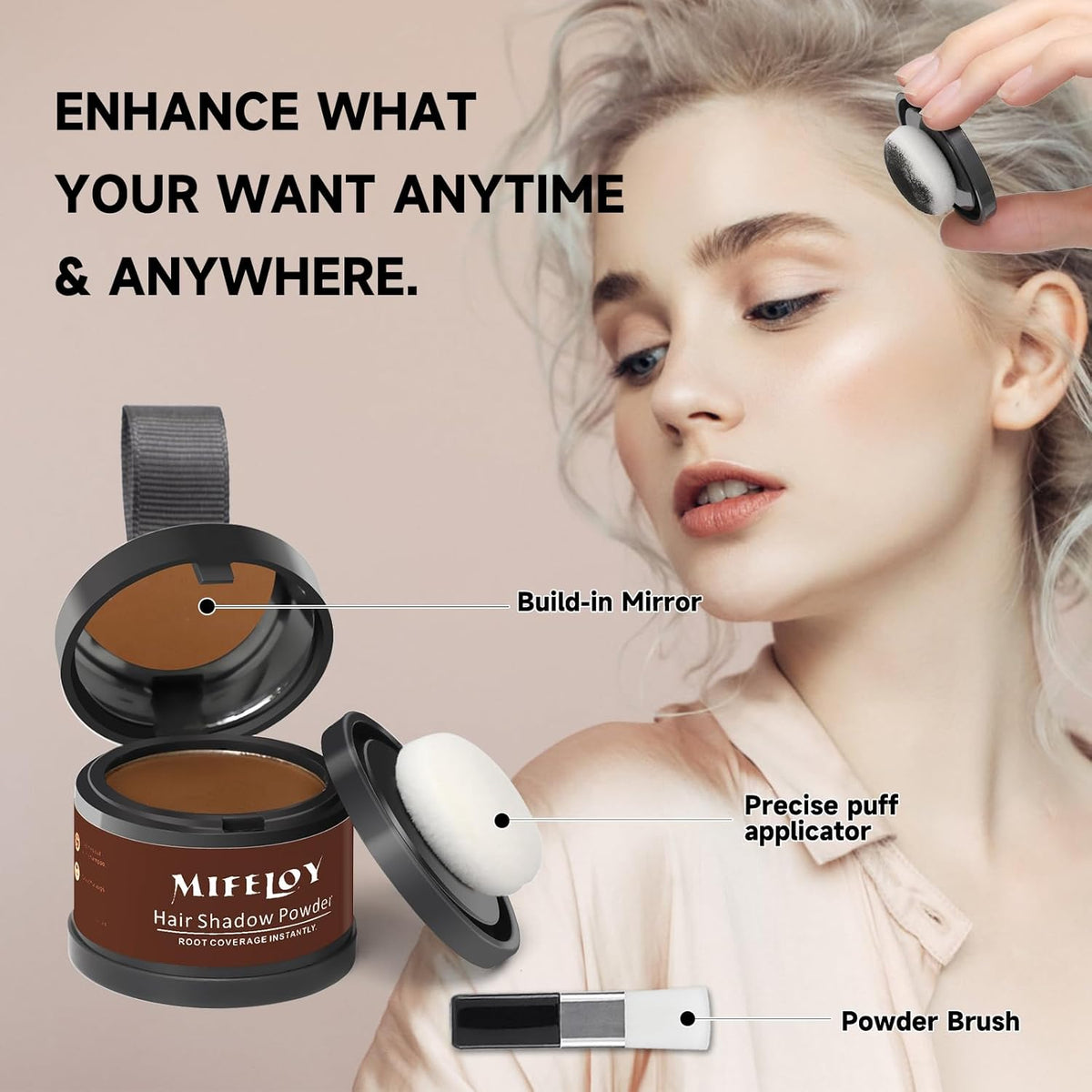 Root Touch Up Powder, Instantly Gray Hair Cover Up, Women Color Root Coverage Shadow Powder for