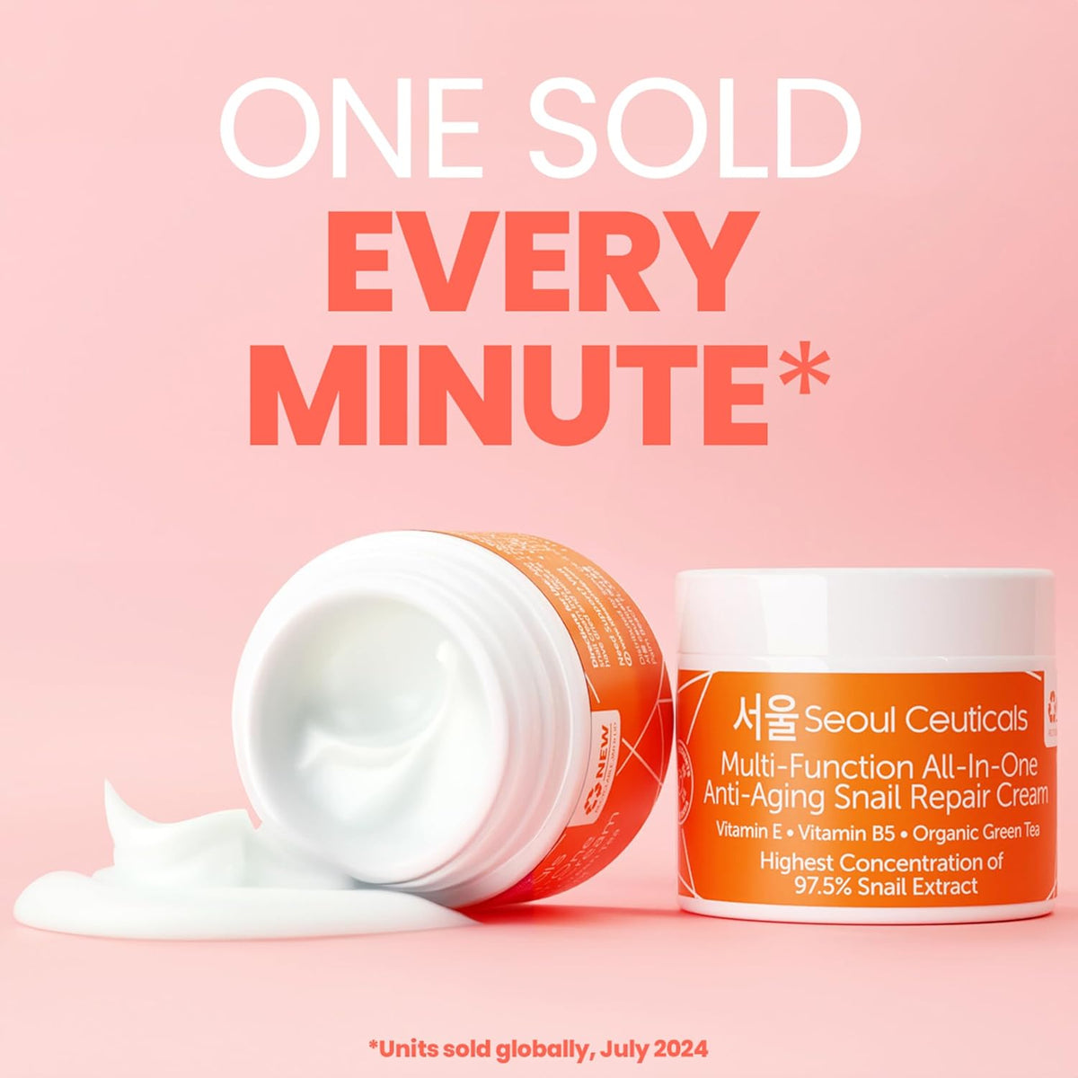 SeoulCeuticals Korean Skin Care 97.5% Snail Mucin Moisturizer Cream - K Beauty Skincare Day & Night
