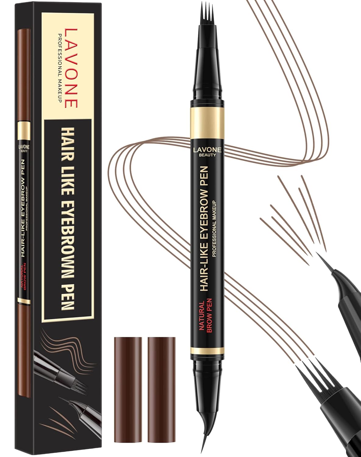 LAVONE Eyebrow Pen, 2-in-1 Eyebrow Pencils for Women with 4 Tip Microblading Eyebrow Pencil and