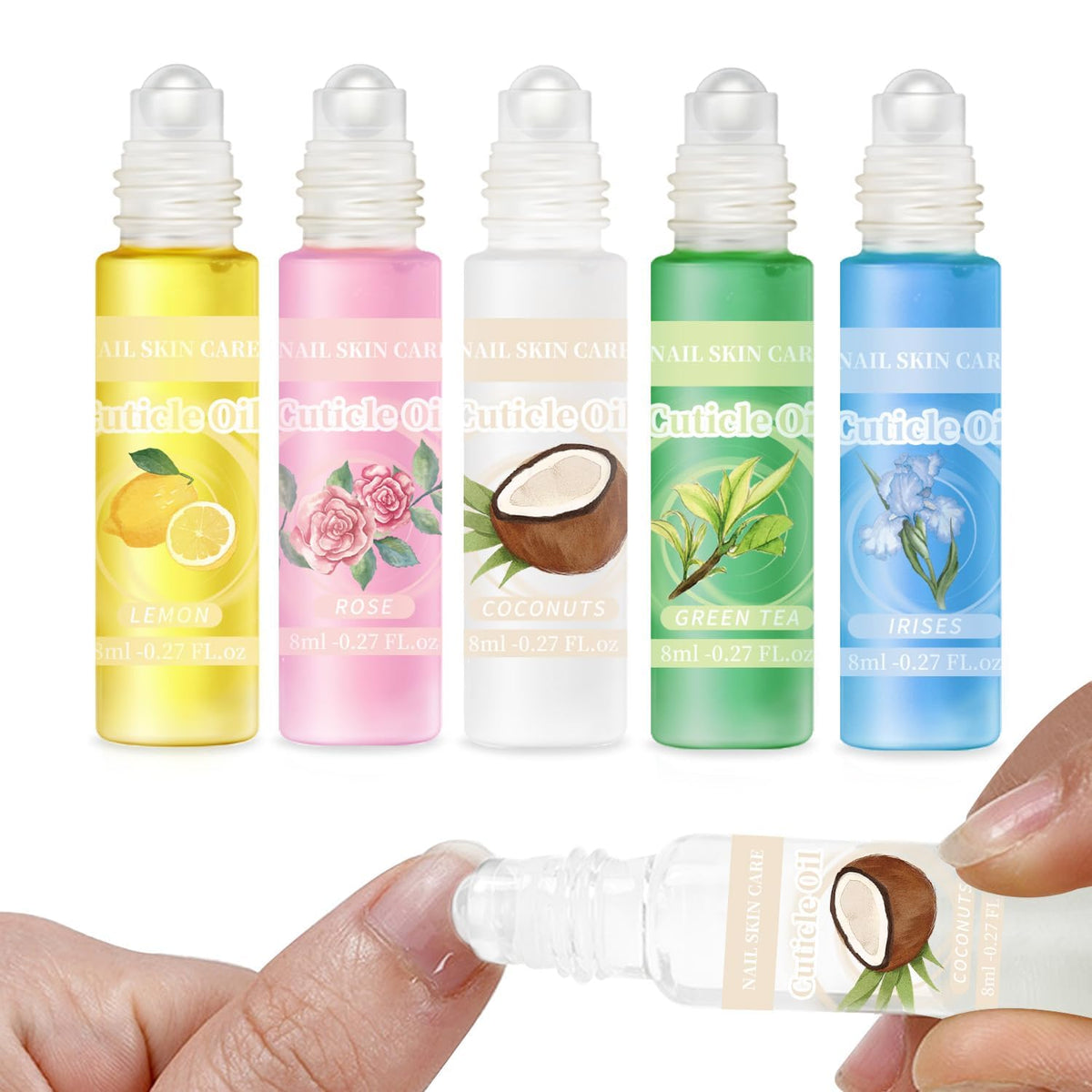 5pcs Cuticle Oil Roller Nourishing Moisturizing Roll On Cuticle Oil for Convenient Portable Nail
