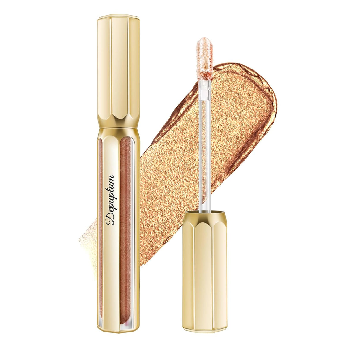 Gold Lipsticks for Women Metallic Lipstick Long Lasting Non Stick Cup Lip Gloss, Shimmer
