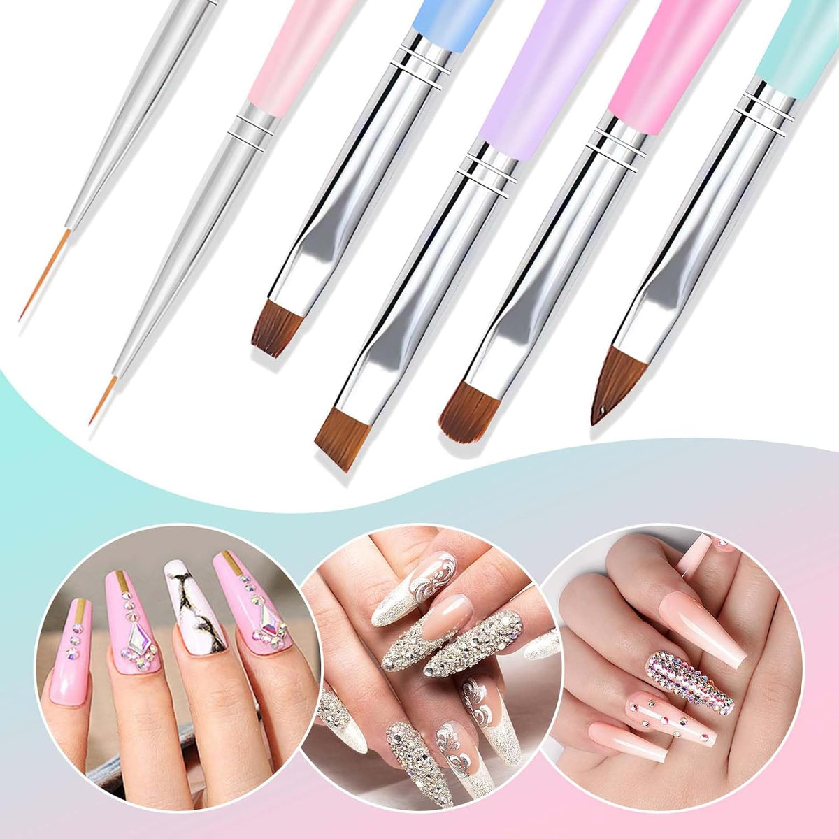 Nail Art Sculpture Pen: Silicone Nail Art Brushes for Gel, Acrylic Nails, Foil Carving, Drawing &
