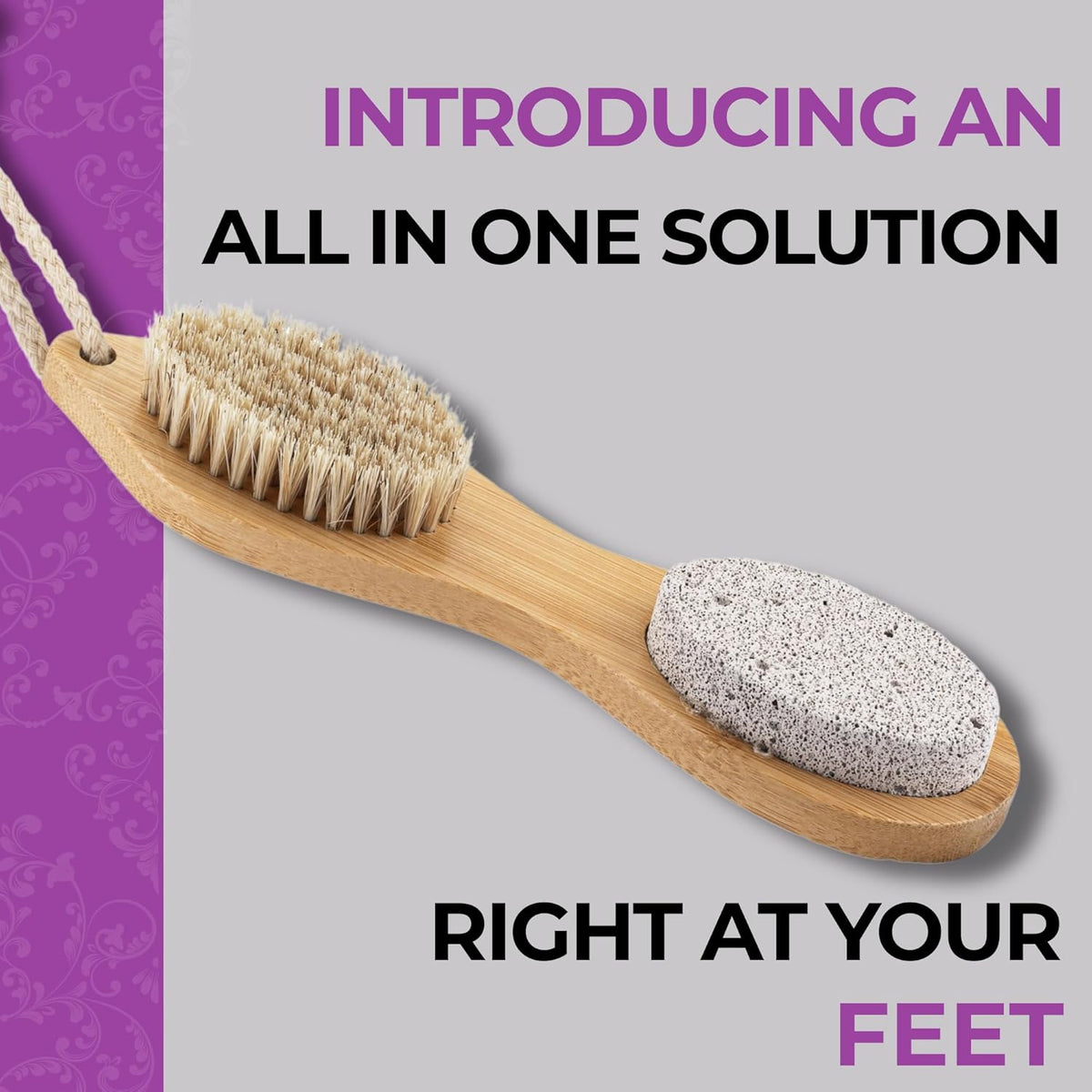 Dermasuri 4 in 1 Exfoliating Foot Scrub Kit - Multi Purpose Foot Care - Natural Bamboo Pedicure