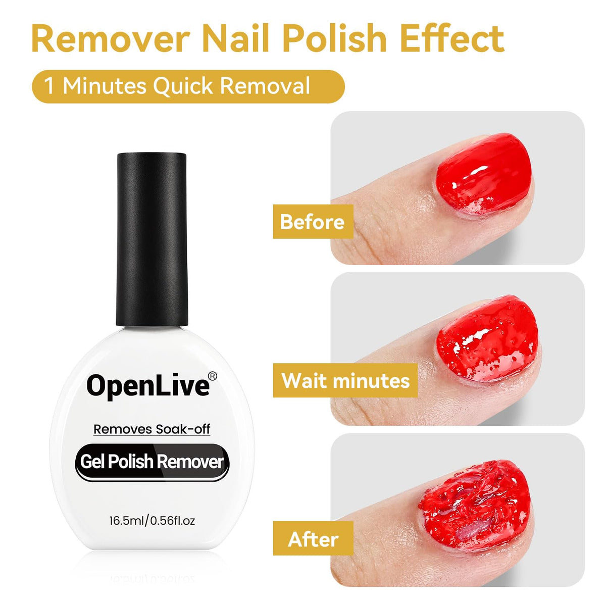 3PCS 16.5ml Quick Dry Base and Top Coat Nail Polish and Gel Remover Set, Base and Top Coat No U V
