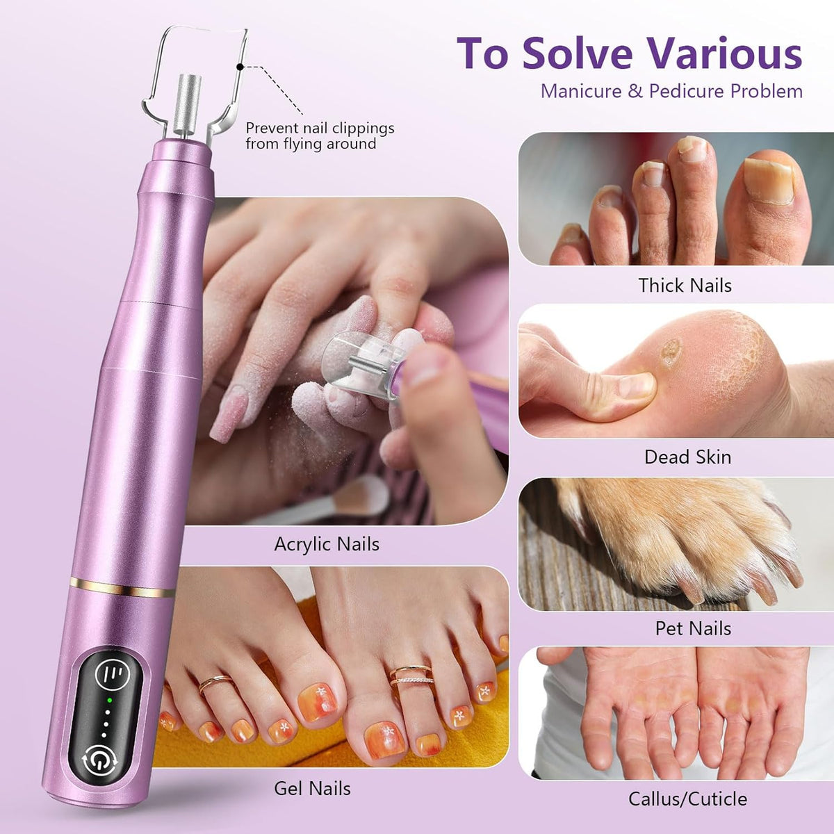 Cordless Nail Drill Electric Nail File Kit Rechargeable Professional Efile Nail Set, Portable