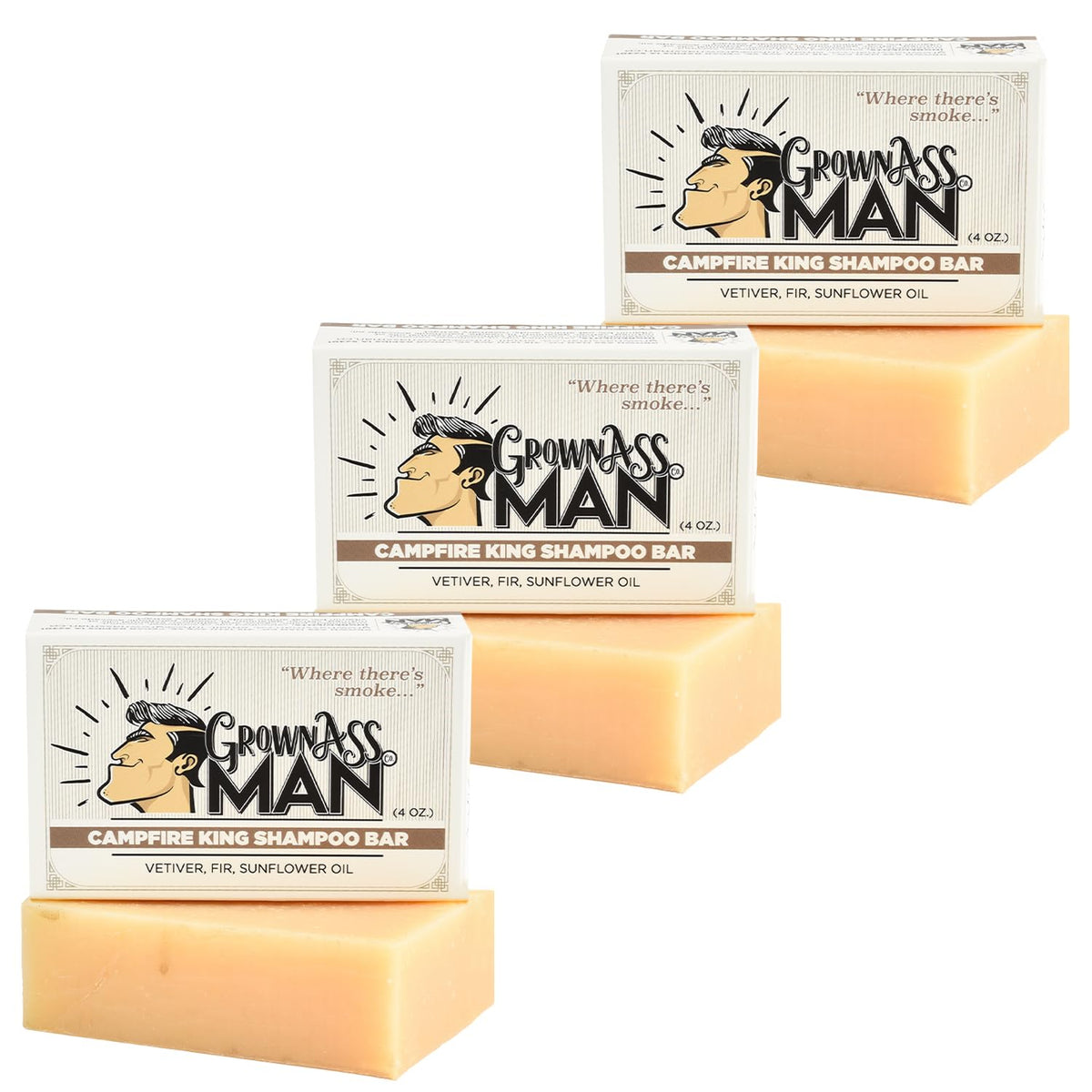 Solid Shampoo Bar Rich Lather 3 in 1: Hair, Beard & Body Wash - Plastic Free & Eco-Friendly