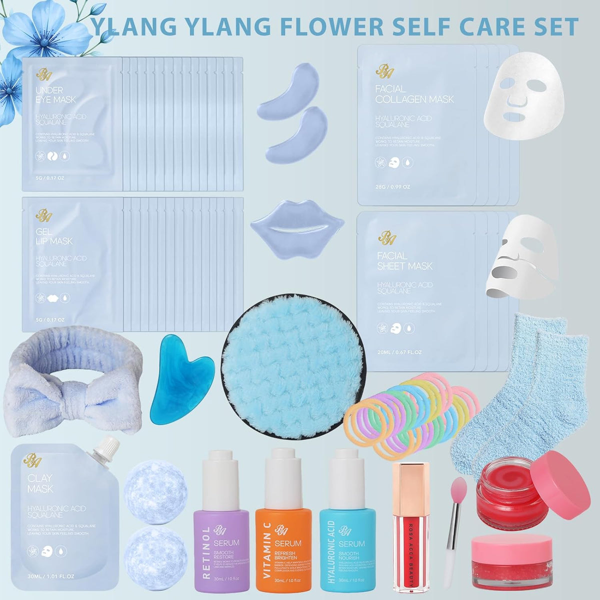 55 Pcs Face Sheet Masks Skin Care, Bio-Collagen Overnight Hydrogel Mask for Women & Men, Under Eye