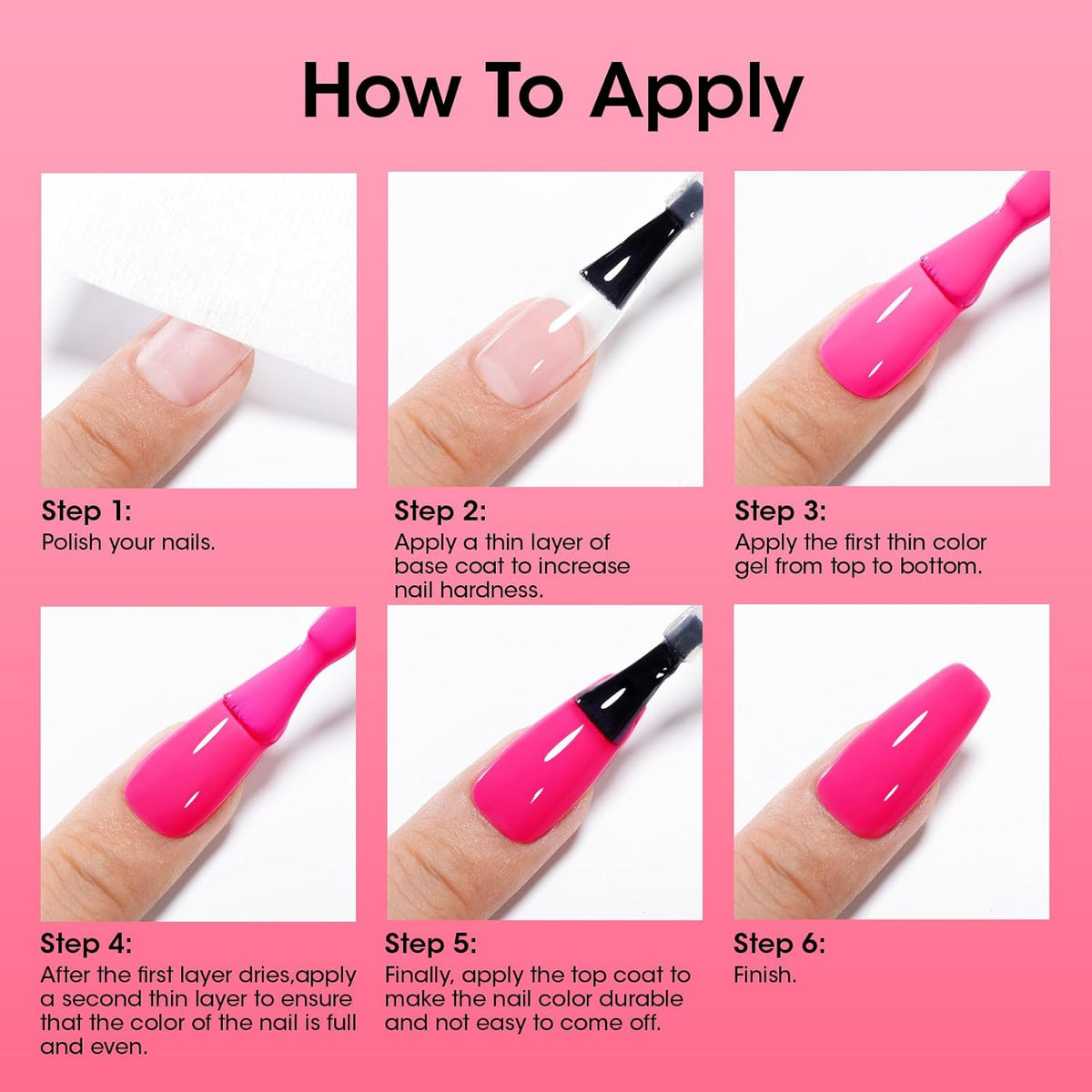 GELLEN Red Pink Nail Polish, Quick Air Dry Natural Traditional Regular Nail Polish Bright Red Hot