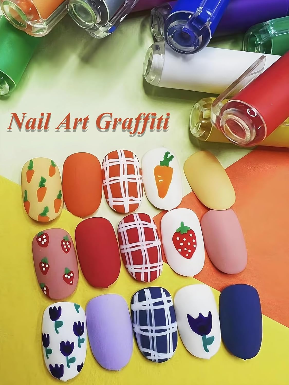 12 Colors Nail Art Pens, 3D Quick Dry Nail Point Graffiti Dotting Liner Pen Sets Nail Art Painted