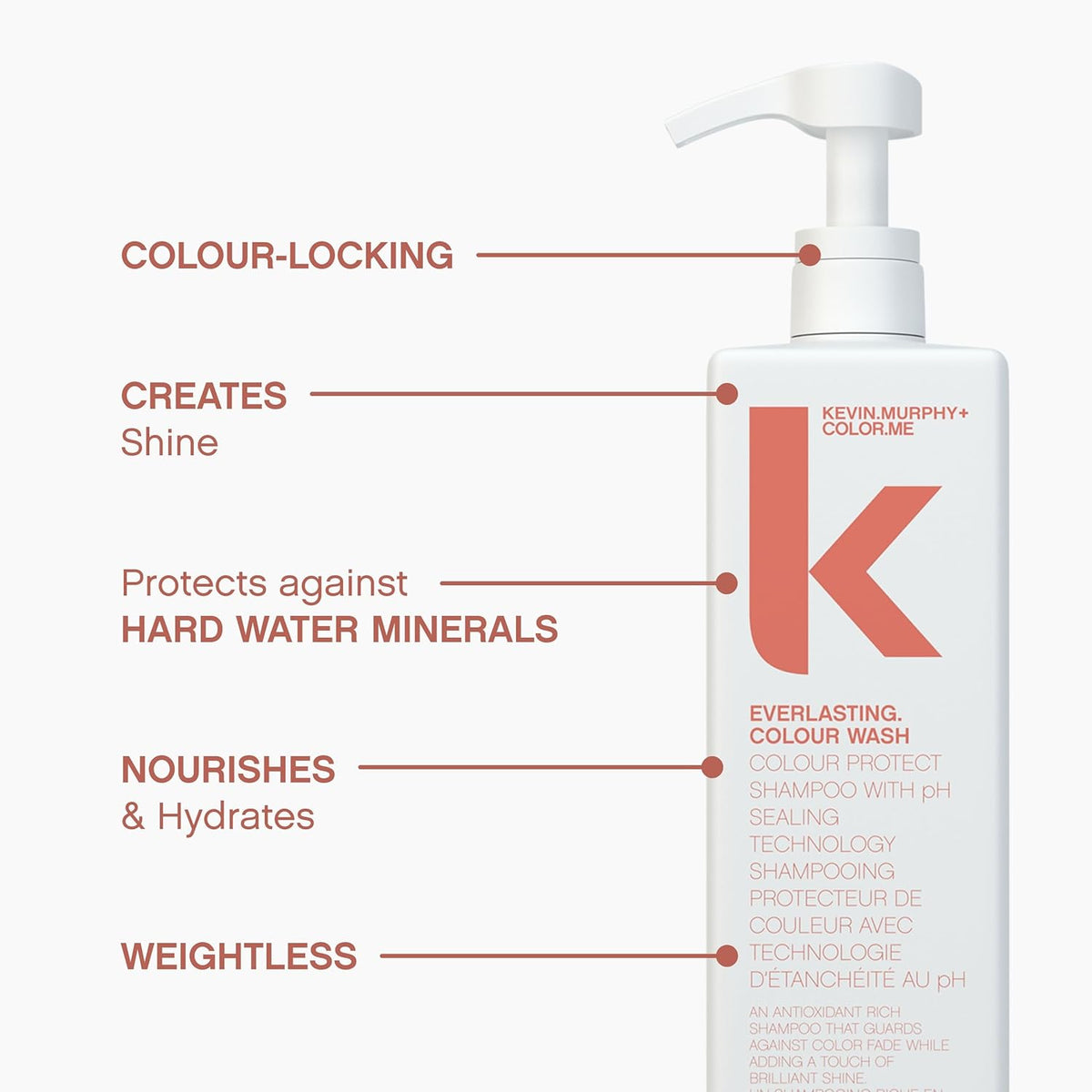 KEVIN.MURPHY EVERLASTING.COLOUR WASH - Hair Colour Shampoo - Colour Protect Hair Care - pH Balanced
