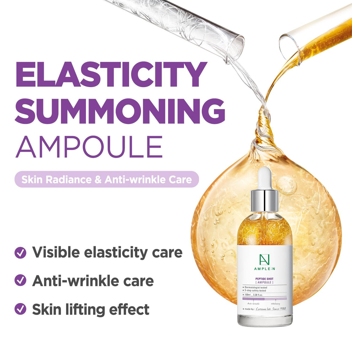 AMPLE:N Peptide Shot Ampoule - Anti-Aging Face Ampoule with Peptide Threads to Minimize Wrinkles