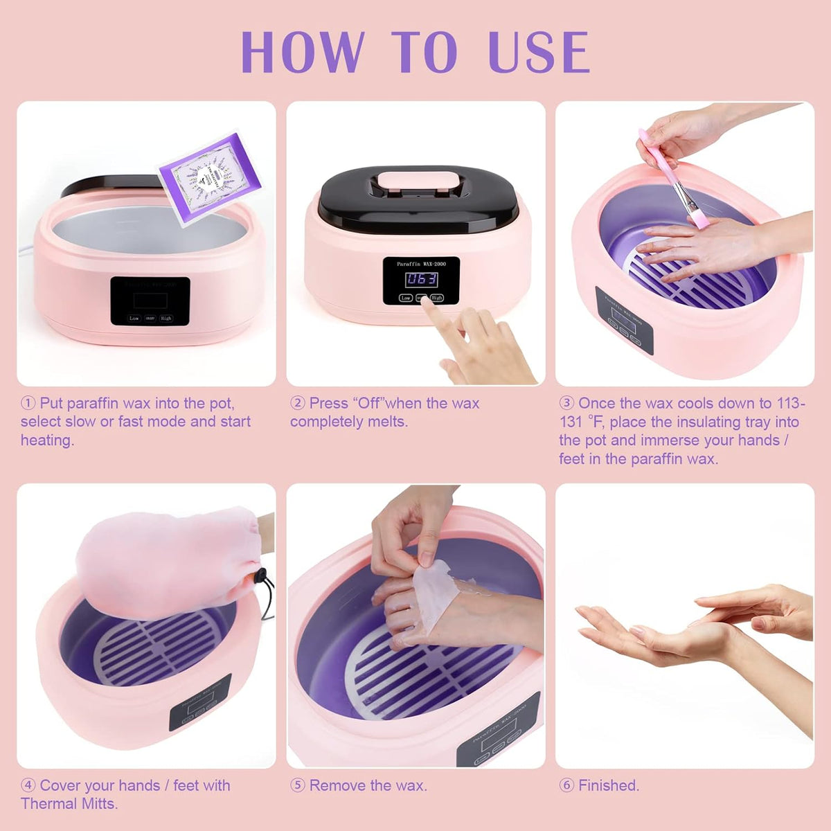 Biutee Paraffin Wax Machine Touchscreen 3500ml Paraffin Wax Warmer with 4 Pack Lavender Wax 30Min