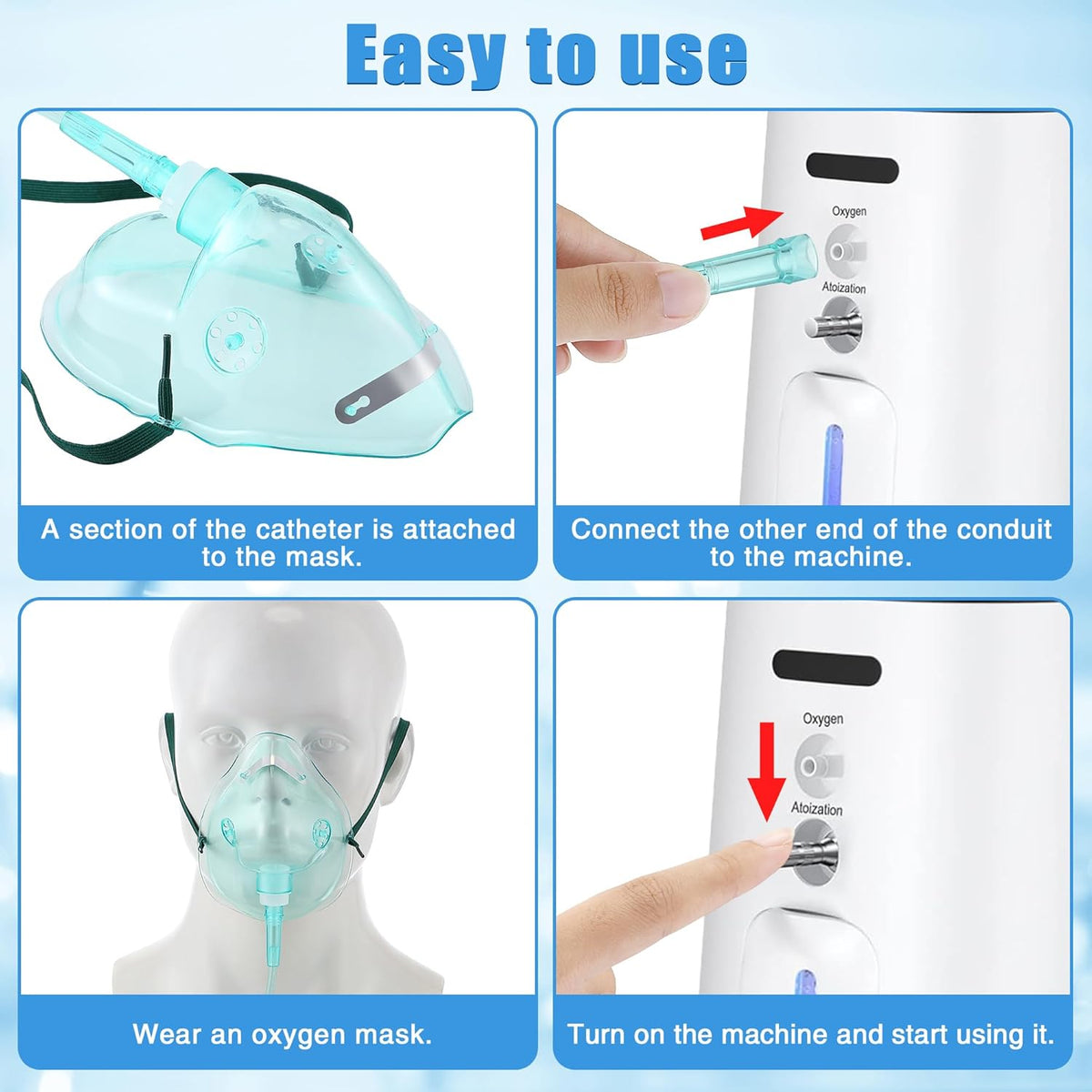 Geiserailie 2PCS L Oxygen Mask with 6.6 Ft Tubing and Adjustable Elastic Strap, Adult Oxygen Mask