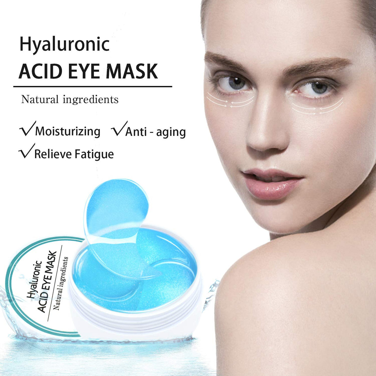 Under Eye Patches, Hyaluronic Acid Eye Mask Moisturizing, 60PCS Gel Eye Masks Pads With Collagen