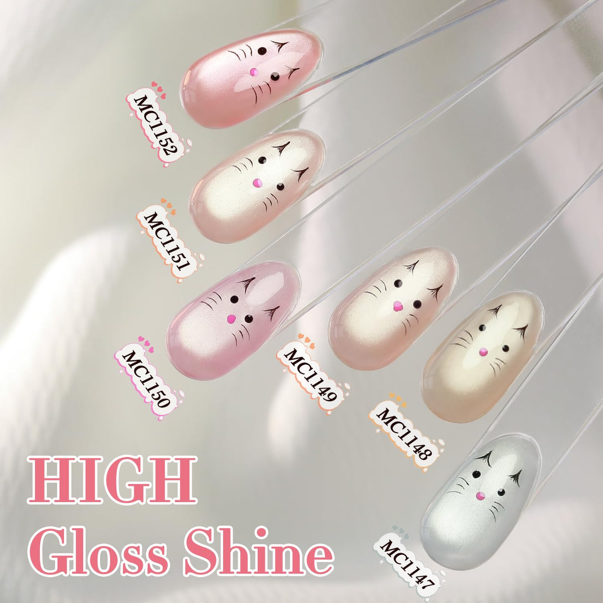 Double Rhythm Cat Eye Gel Nail Polish Set of 6 Same Color Same Bottle 0.5 Oz Shimmer Glitter with