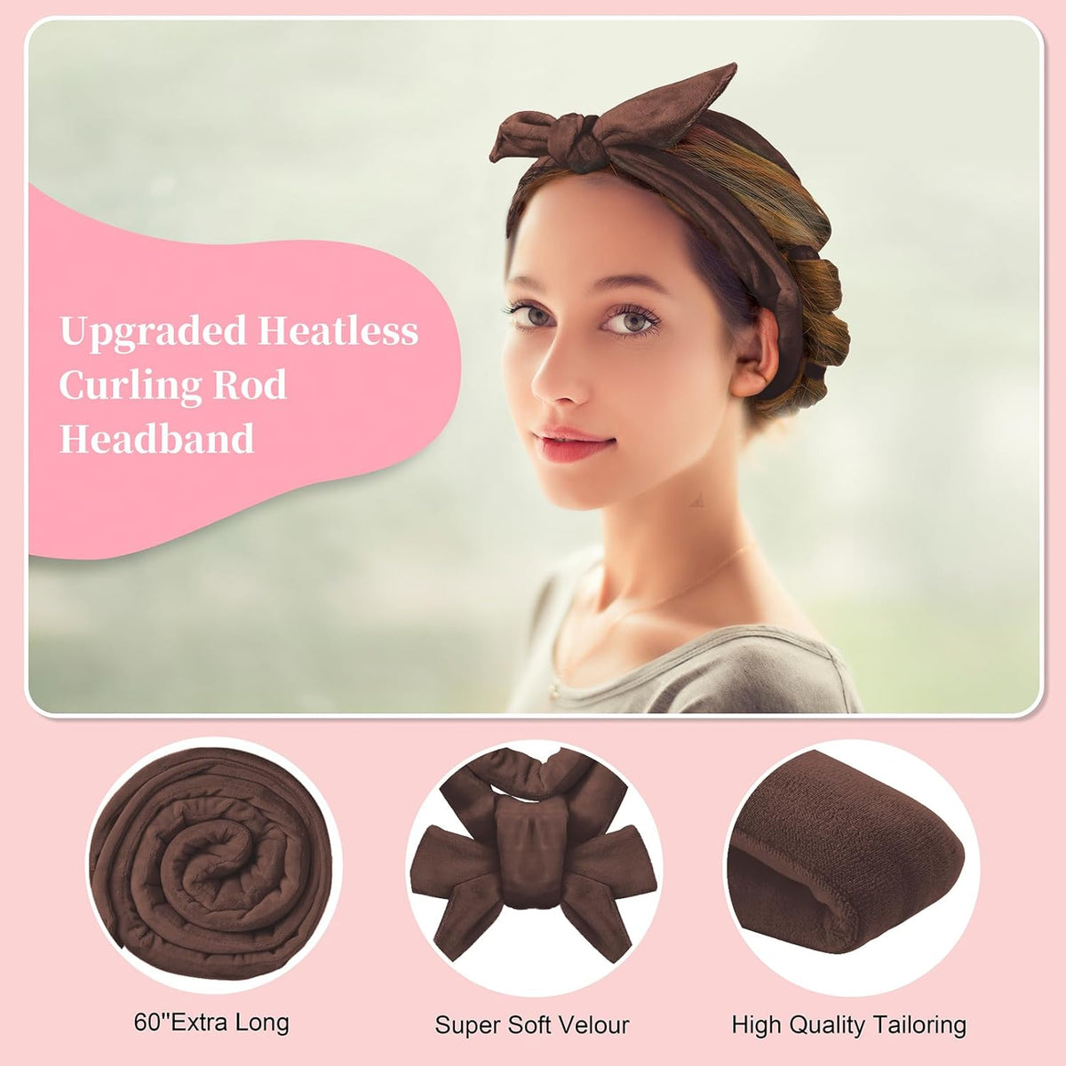 Heatless Curling Rod Headband, Upgraded 60" Extra Long Soft Hair Curlers to Sleep In, No Heat Curls