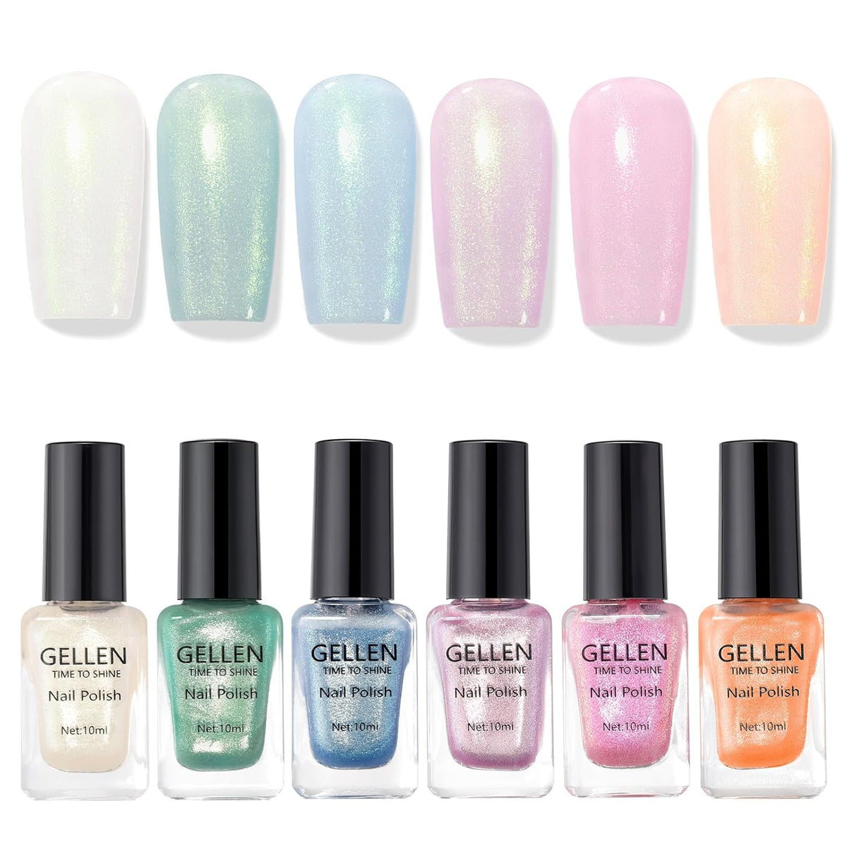 GELLEN Shimmer Pastel Nail Polish, Buildable Sheer Natural Regular Nail Polish Quick Dry