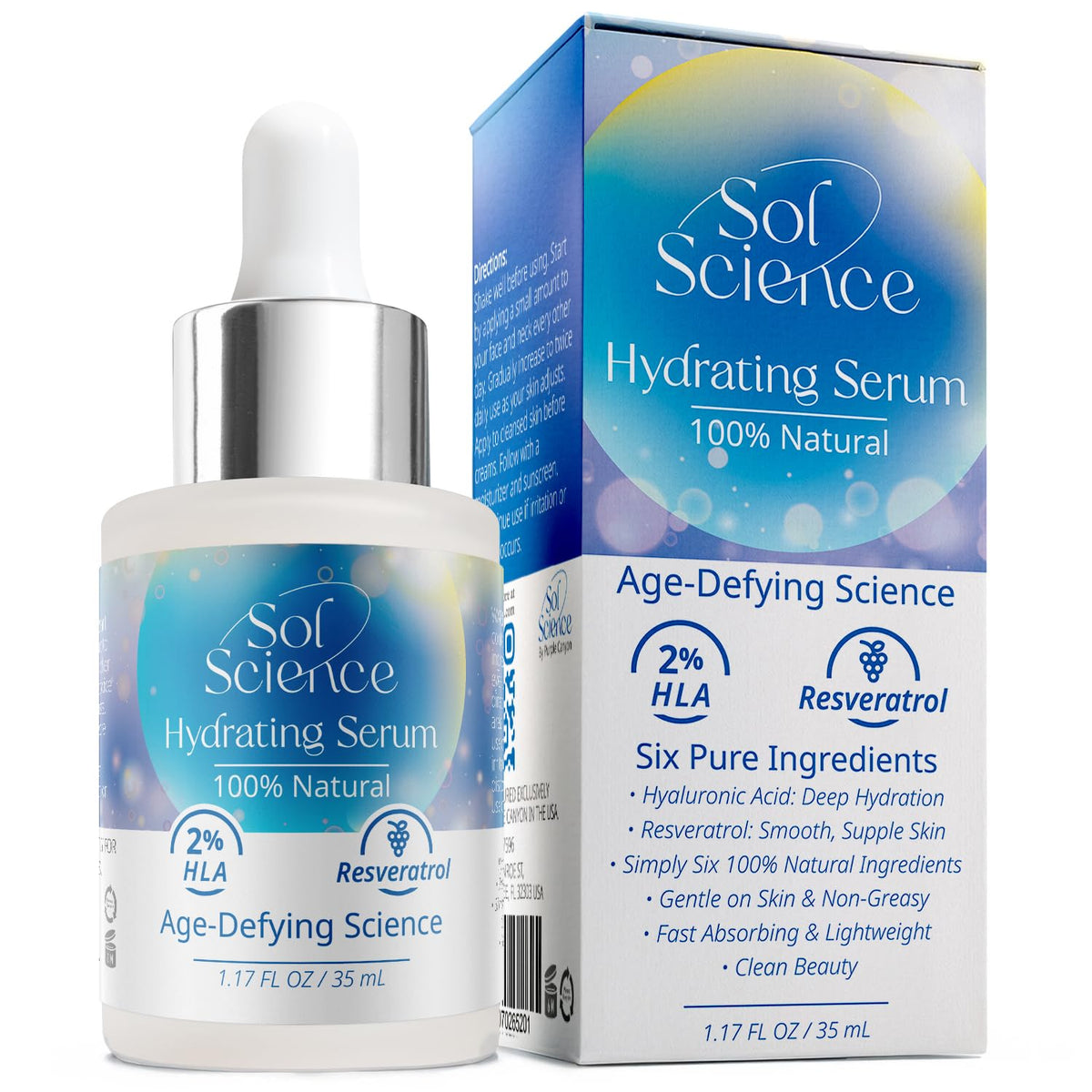 Ultra Hydrating Face Serum – Hyaluronic Acid + Resveratrol for Dry Skin – Lightweight All Natural