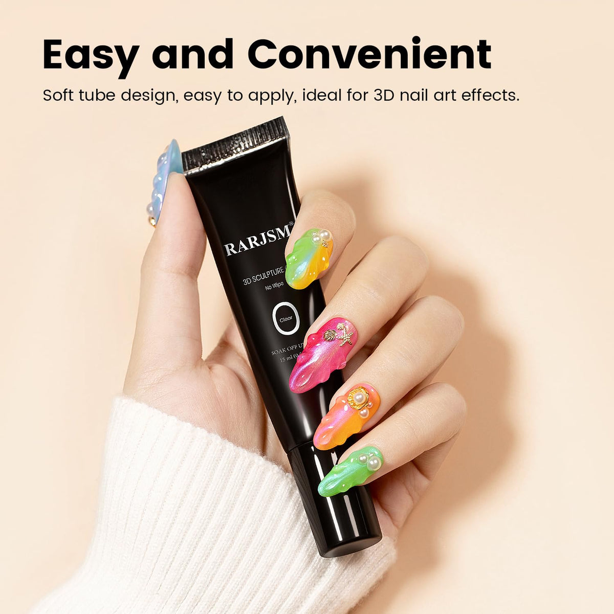 RARJSM 3D Sculpting Gel for Nail Art Designs DIY NailCharms Rhinestone Glue 3D Nail Craving