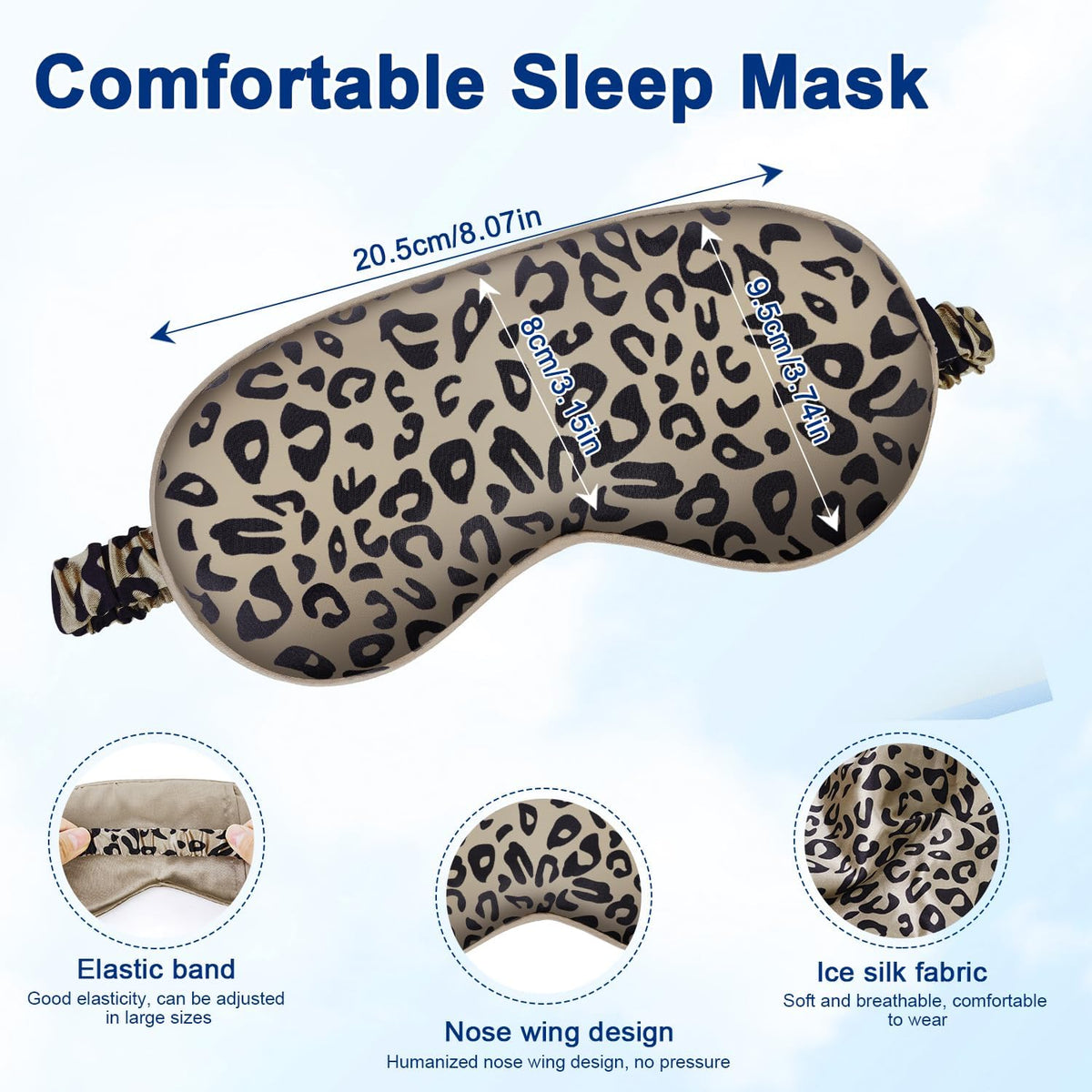 Sleep mask w/Cooling Gel Eye Mask, 2Packs Heated Eye Mask for Sleeping, Reusable Ice Silk Blackout