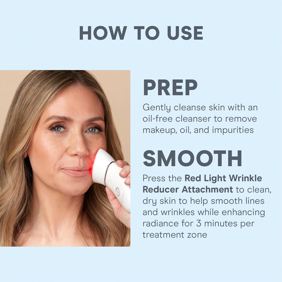 NuFACE TRINITY+ LED Red Light Wrinkle Reducer Attachment for Microcurrent Facial Device - FDA