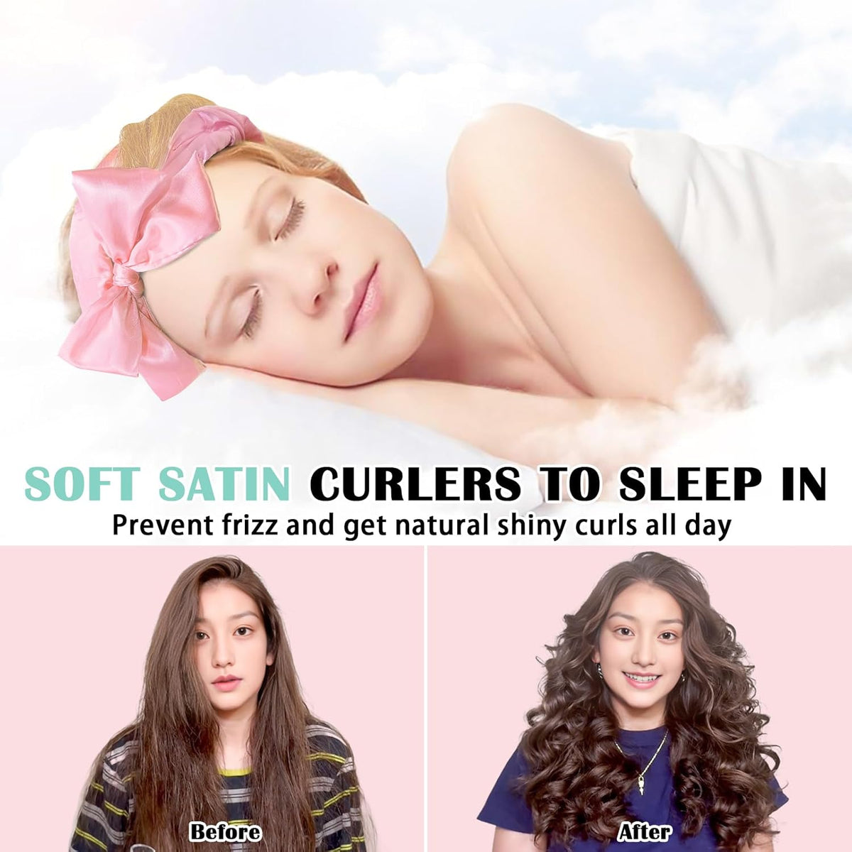 Satin Heatless Curls Overnight Hair Curlers to Sleep In Hair Curler Rollers No Heat Hair Wrap for